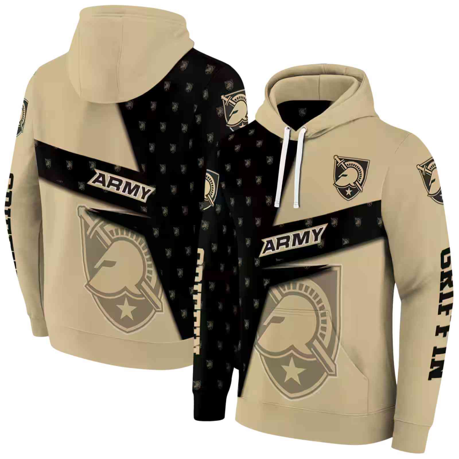 custom army black knights abstract shape gold hoodie fashion forward