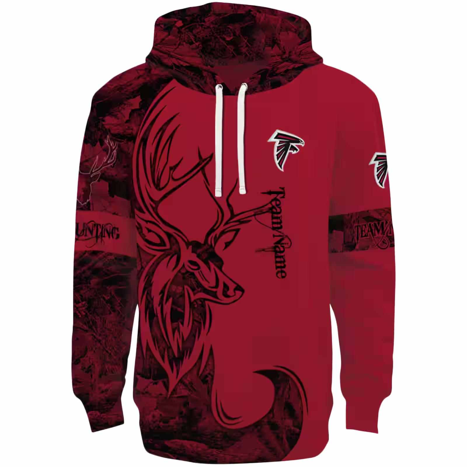 Custom Atlanta Falcons Deer Silhouette Red Hoodie