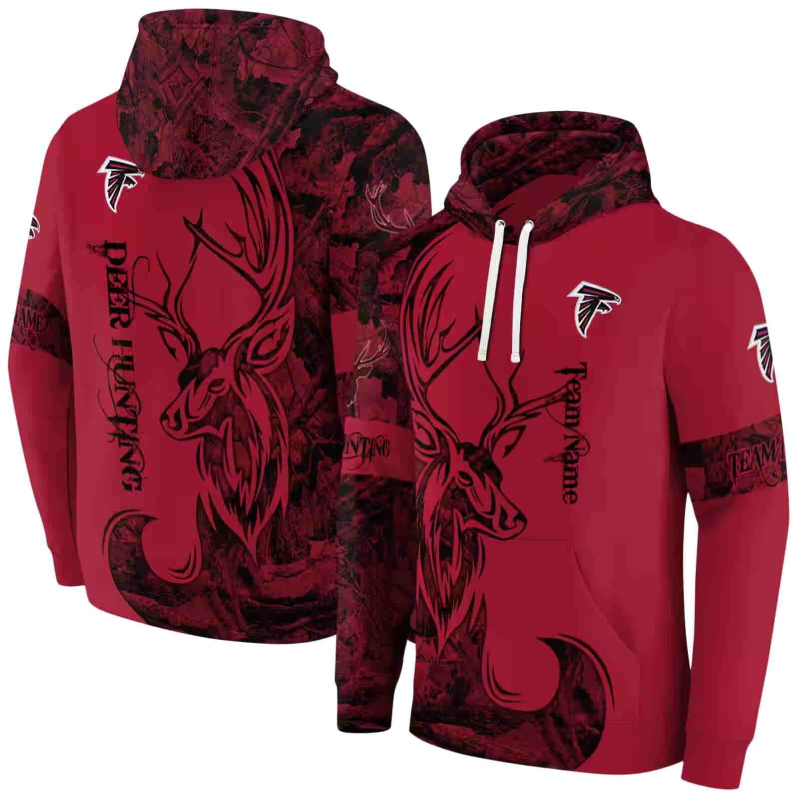 custom atlanta falcons deer silhouette red hoodie fashion forward