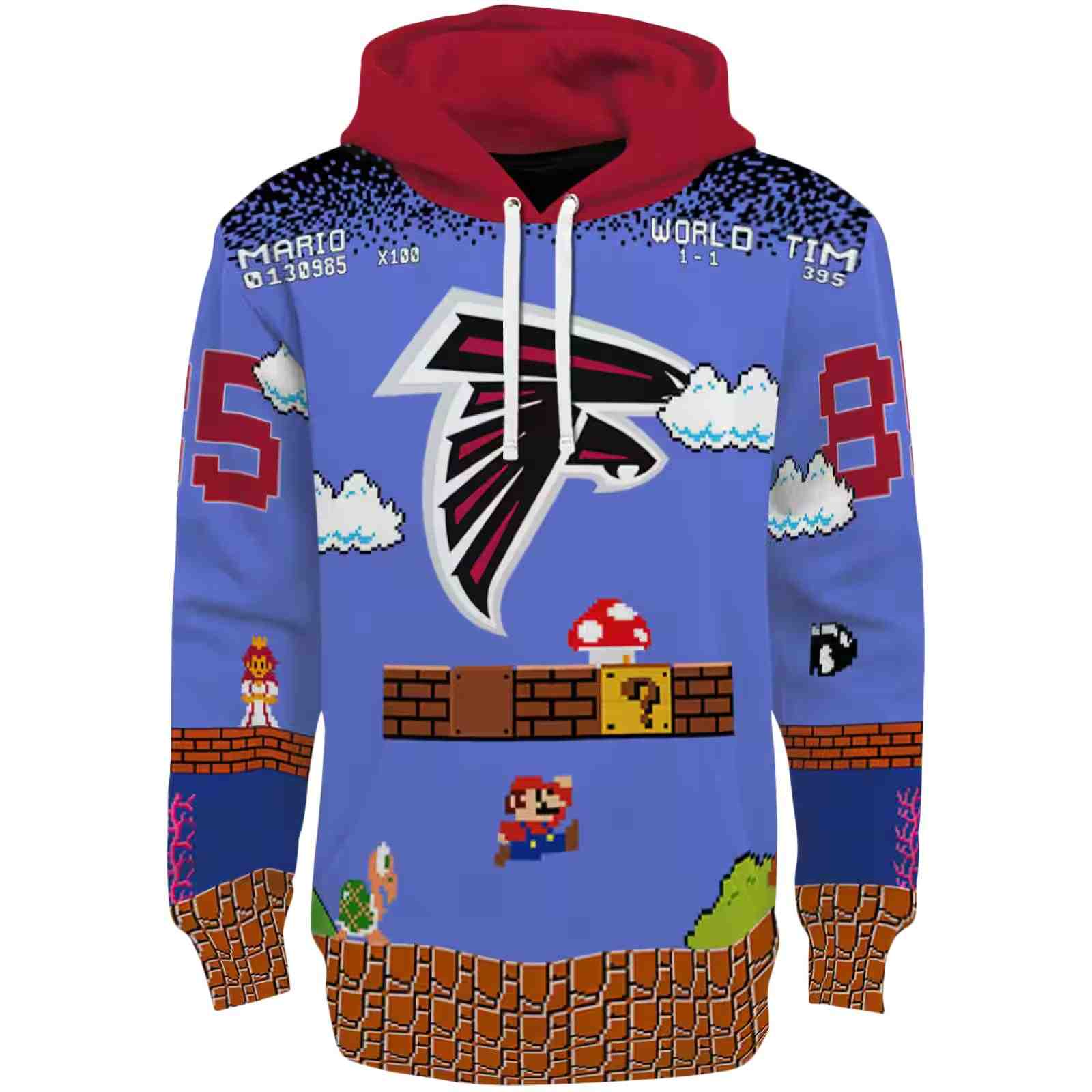 Custom Atlanta Falcons Mario Blue Black Hoodie