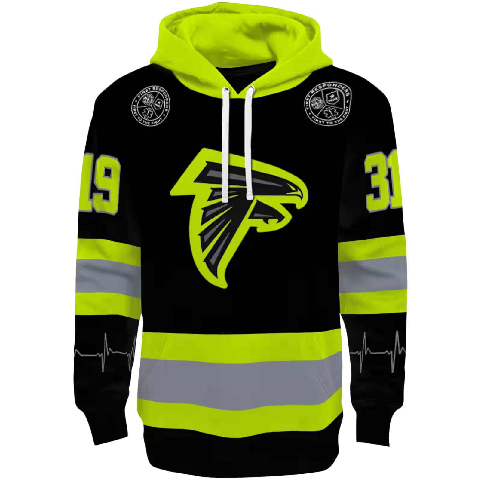 Custom Atlanta Falcons Safety Motif Black Neon Green Hoodie