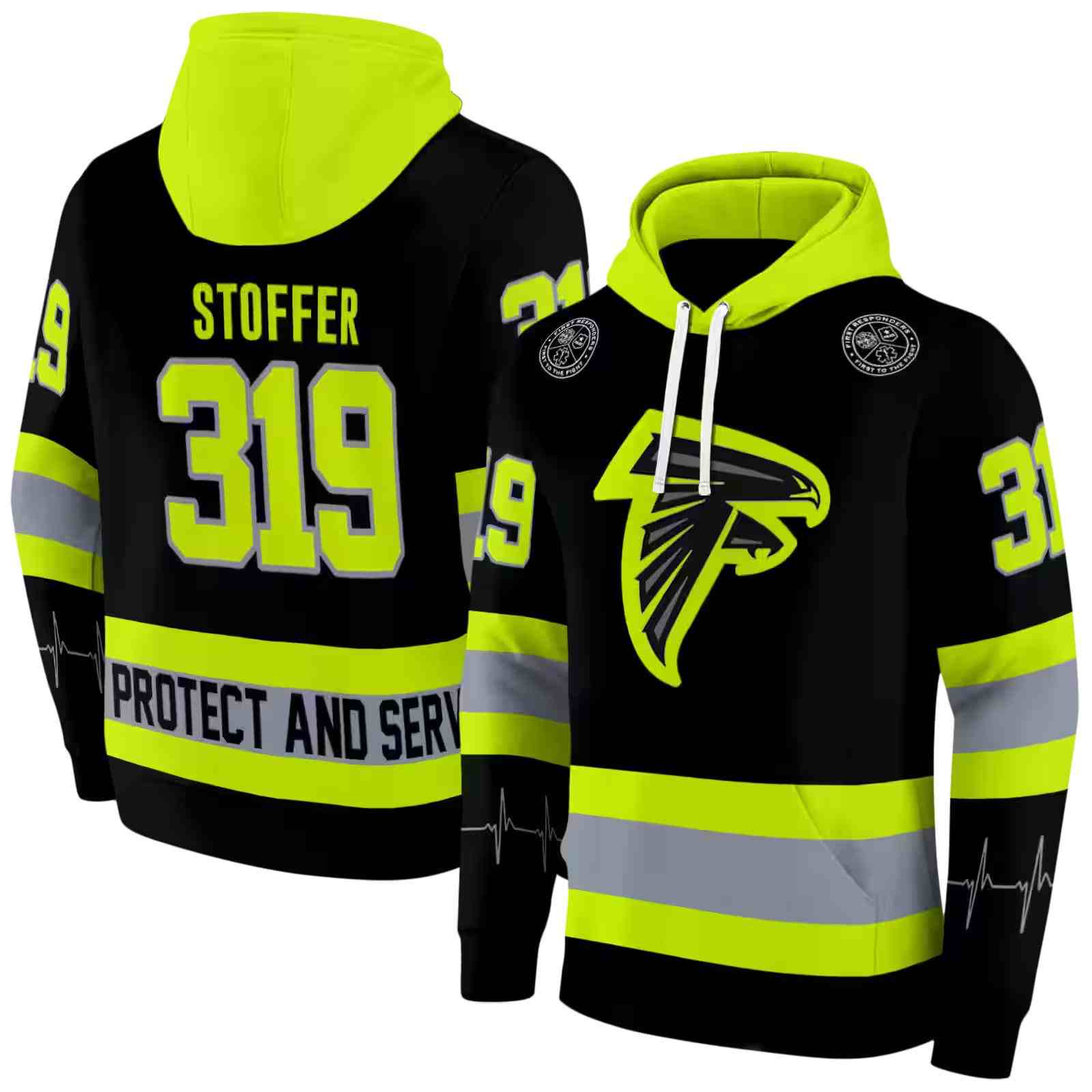 custom atlanta falcons safety motif black neon green hoodie fashion forward