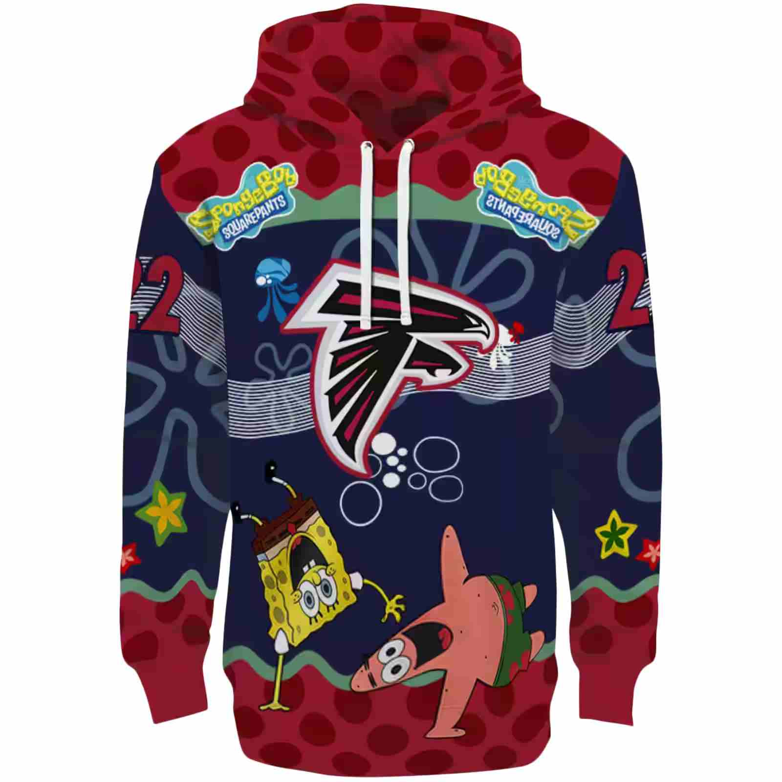 Custom Atlanta Falcons Spongebob Patrick Star Red Navy Hoodie