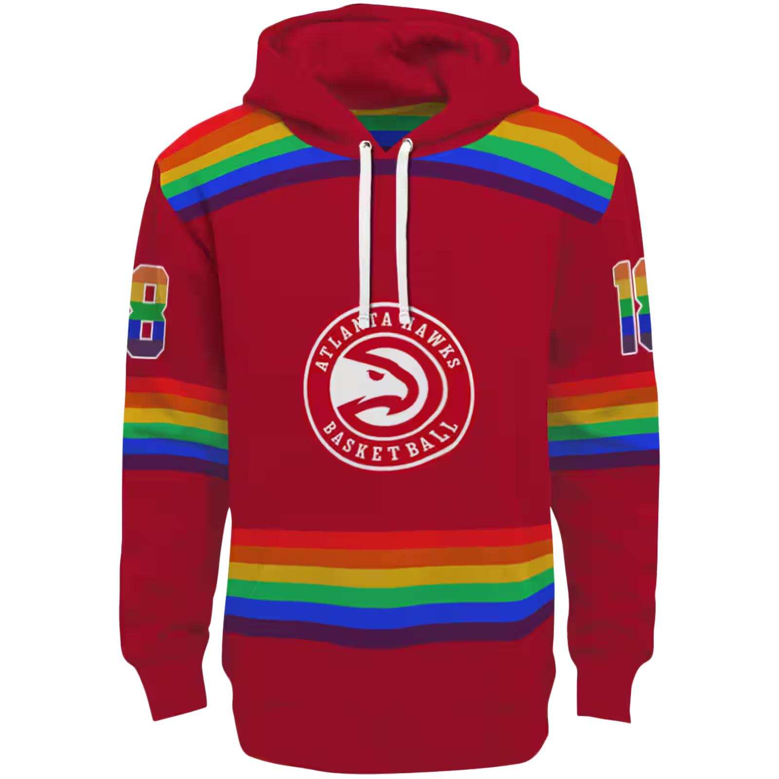 Custom Atlanta Hawks Rainbow Stripes Red Hoodie