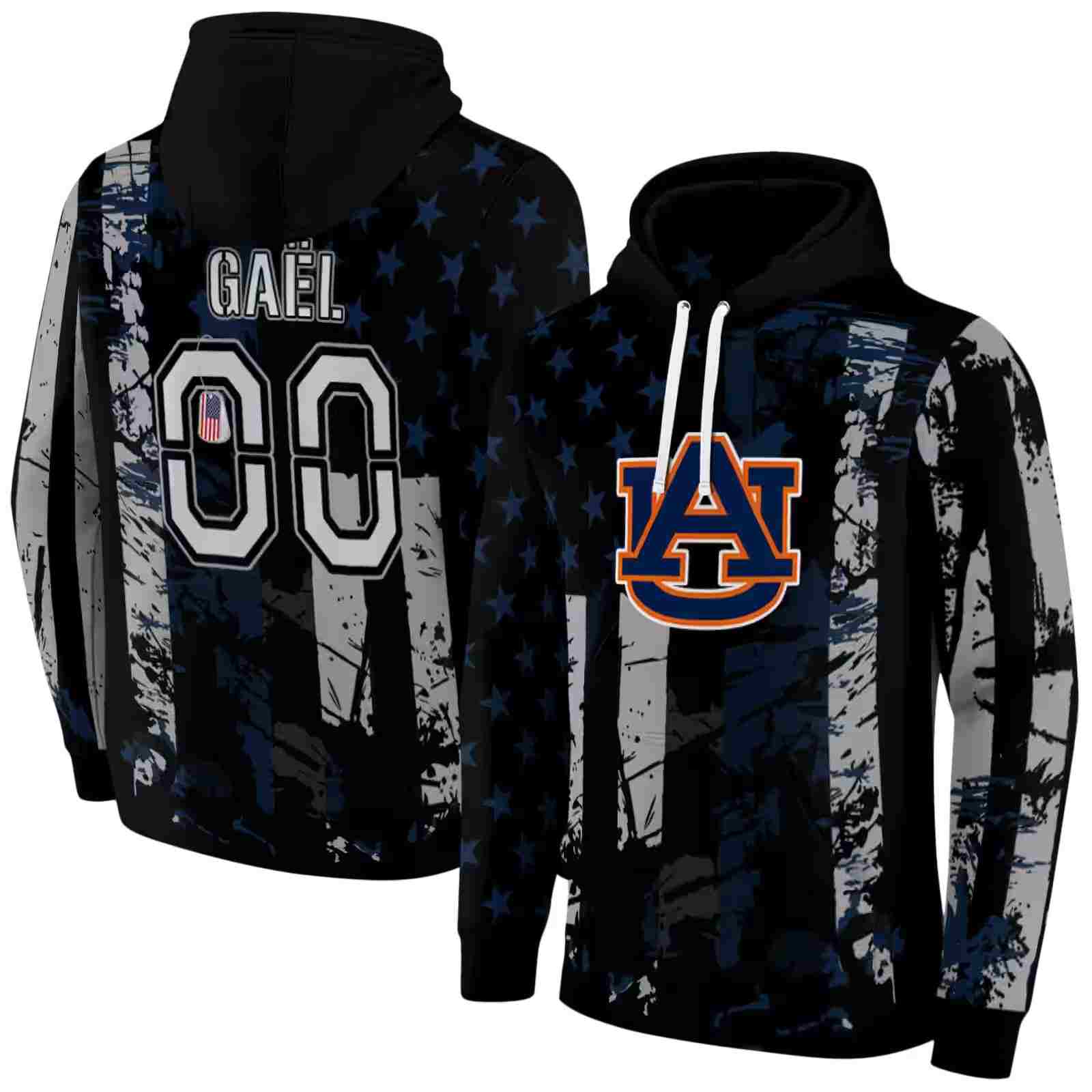 custom auburn tigers distressed flag navy blue black hoodie fashion forward