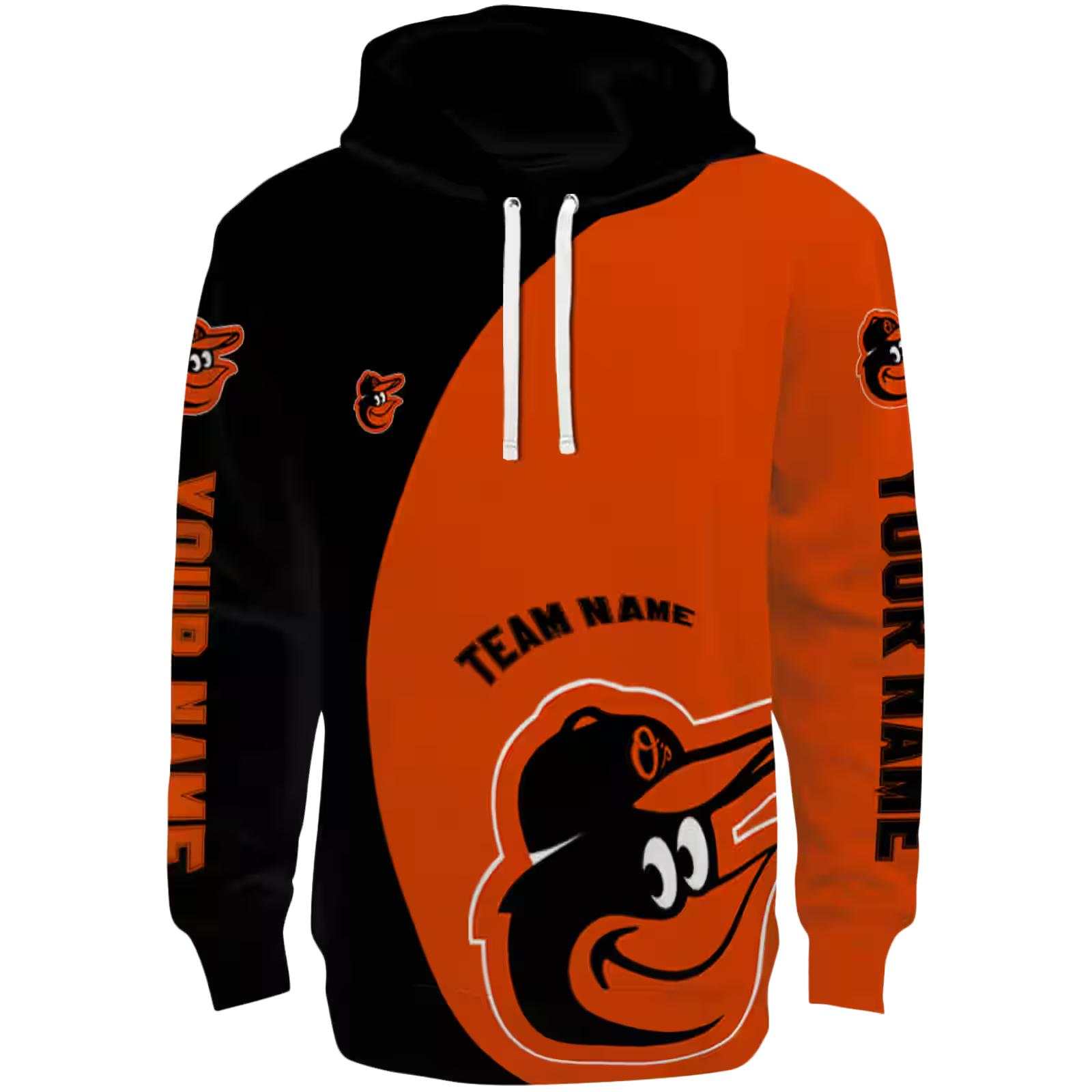 Custom Baltimore Orioles Minimalist Design Orange Black Hoodie