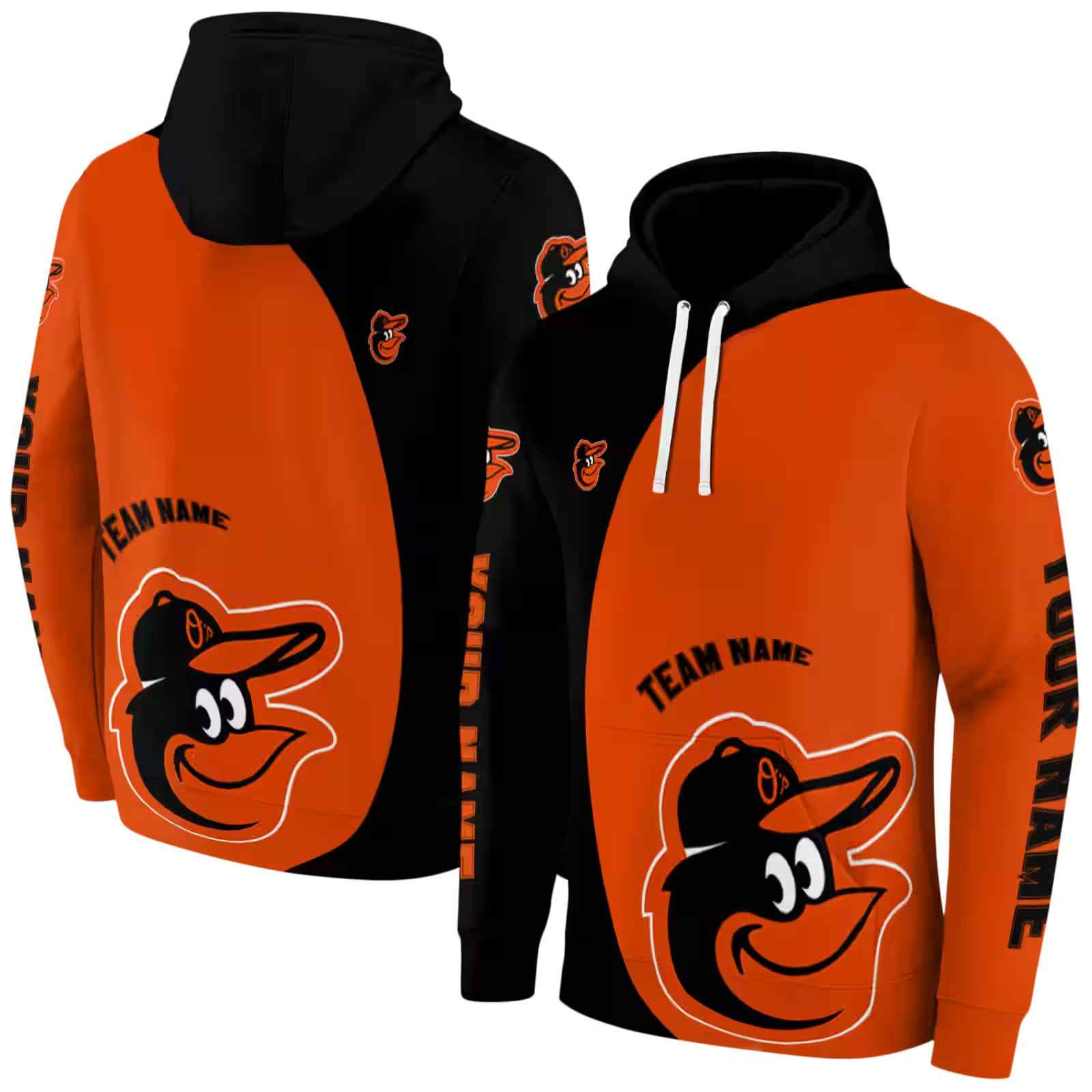 custom baltimore orioles minimalist design orange black hoodie fashion forward