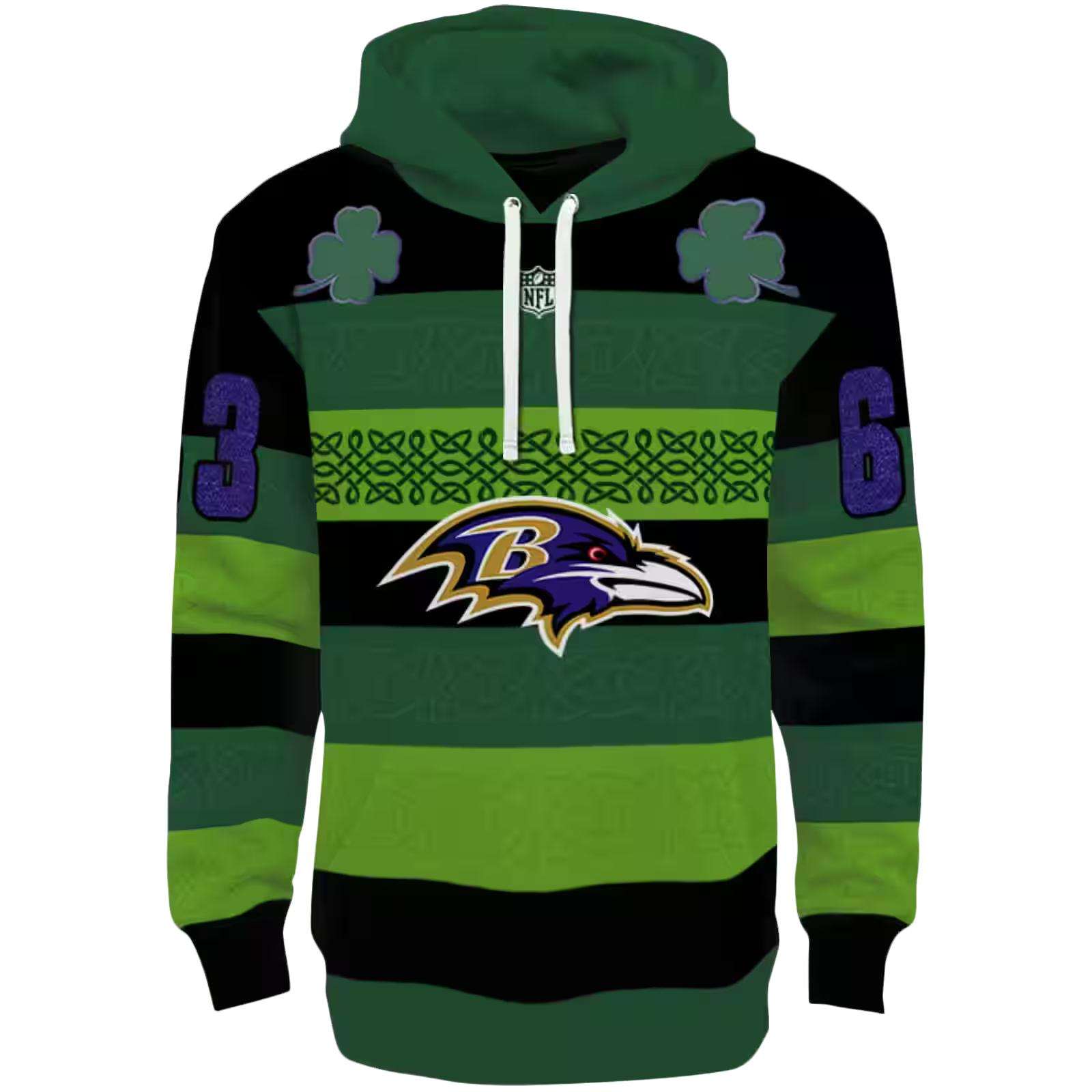Custom Baltimore Ravens Celtic Patterns Green Hoodie