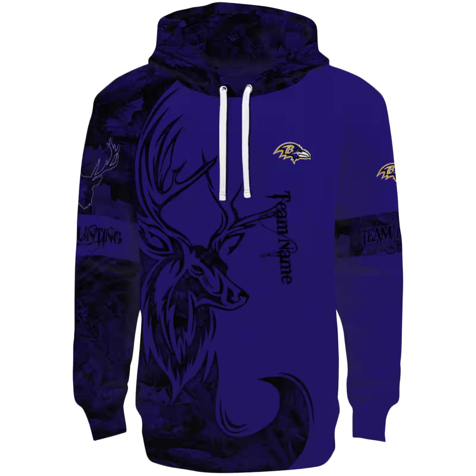 Custom Baltimore Ravens Deer Silhouette Purple Hoodie