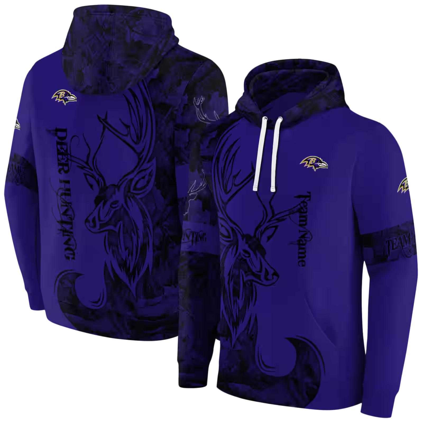 custom baltimore ravens deer silhouette purple hoodie fashion forward