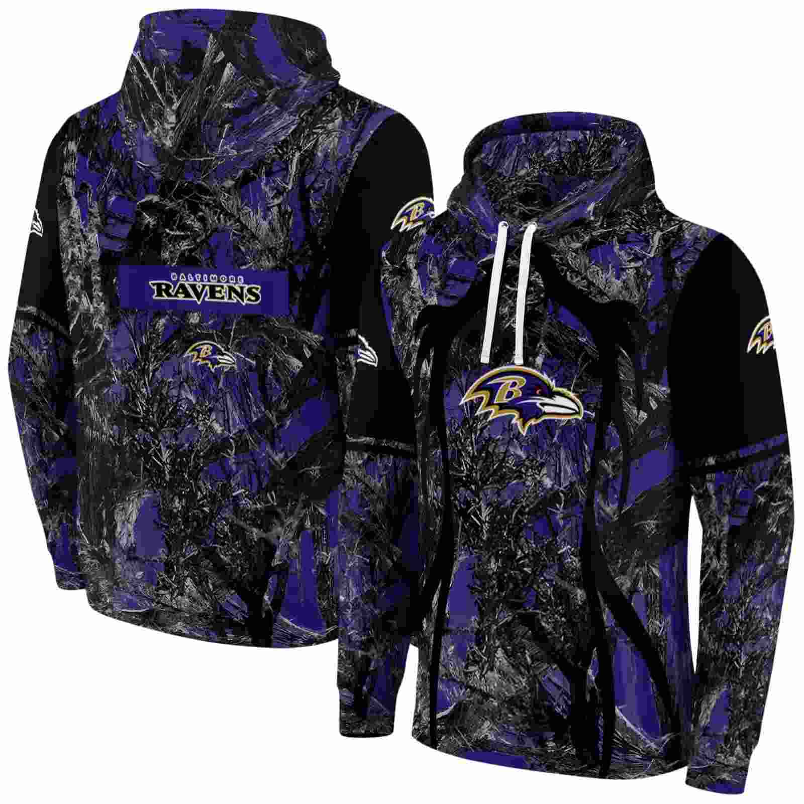 custom baltimore ravens hunting theme purple black hoodie fashion forward