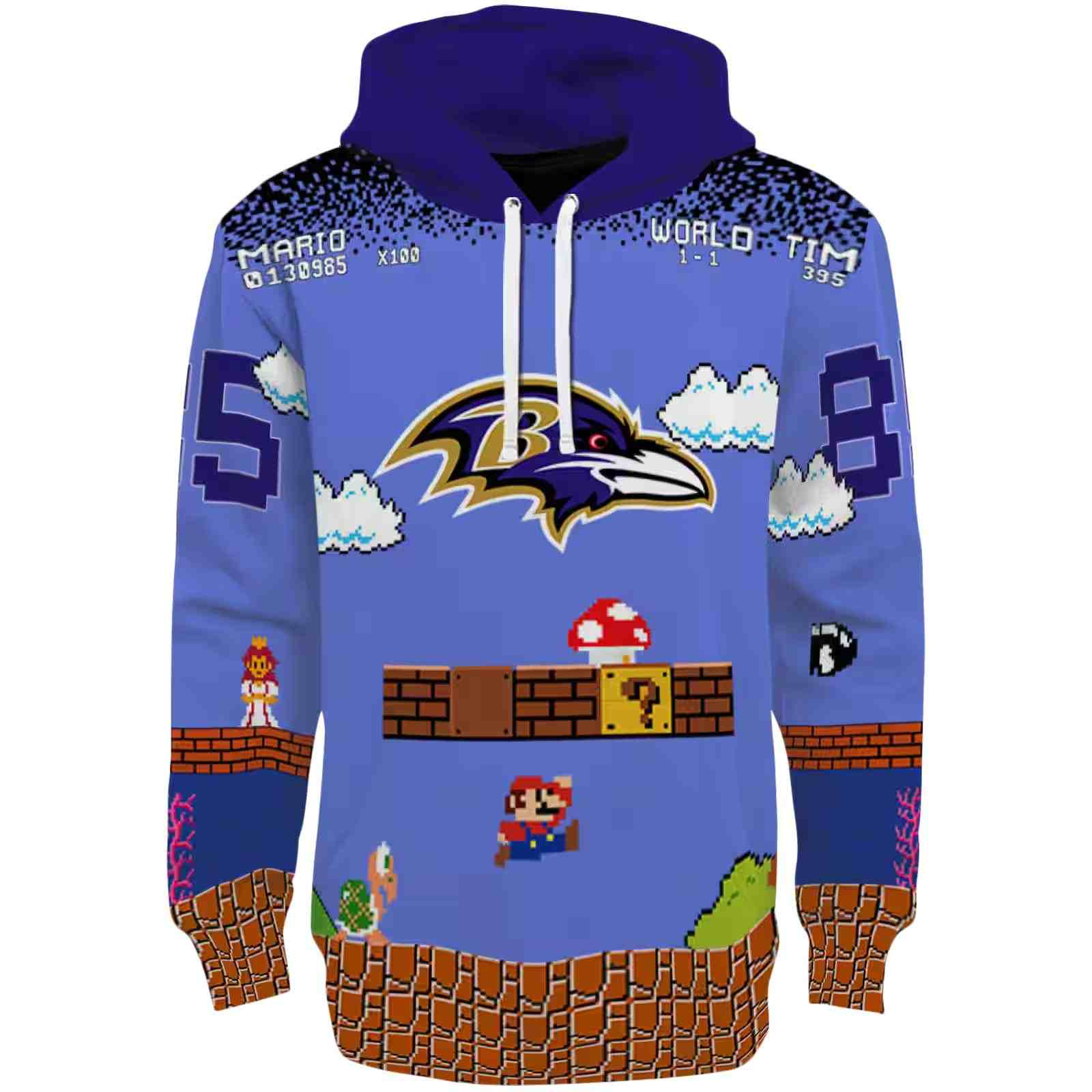 Custom Baltimore Ravens Mario Blue Black Hoodie