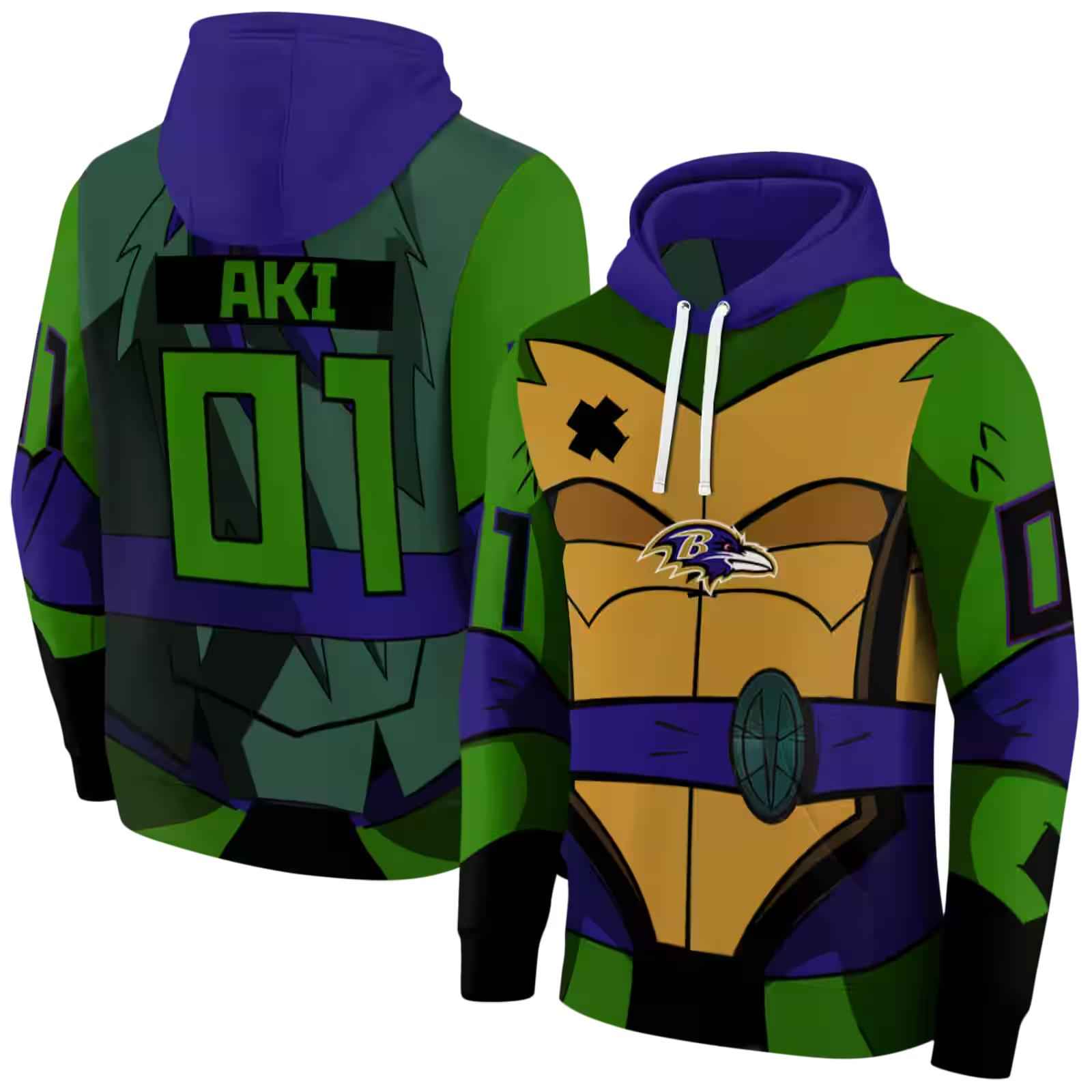 custom baltimore ravens superhero armor purple green hoodie fashion forward