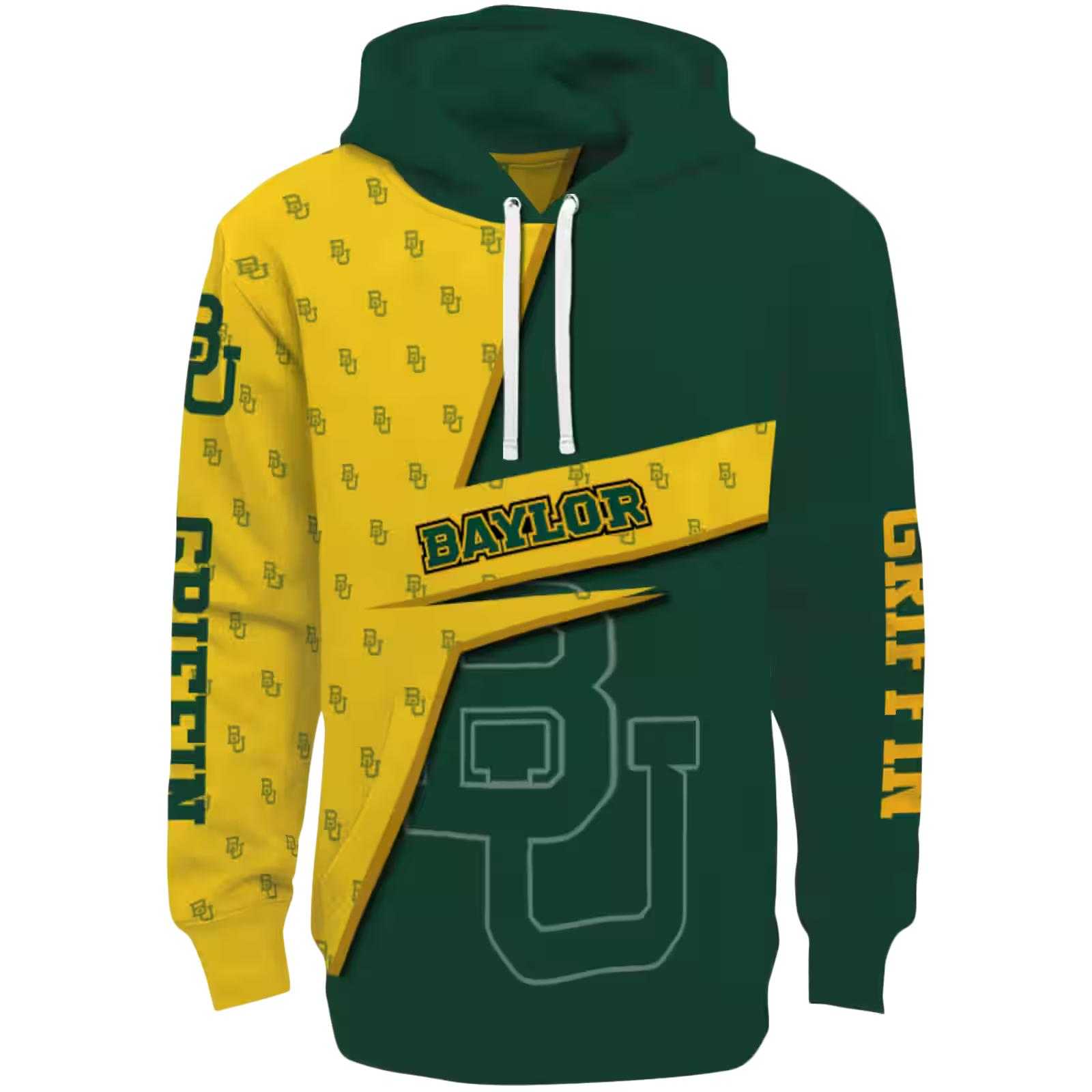 Custom Baylor Bears Abstract Shape Green Hoodie