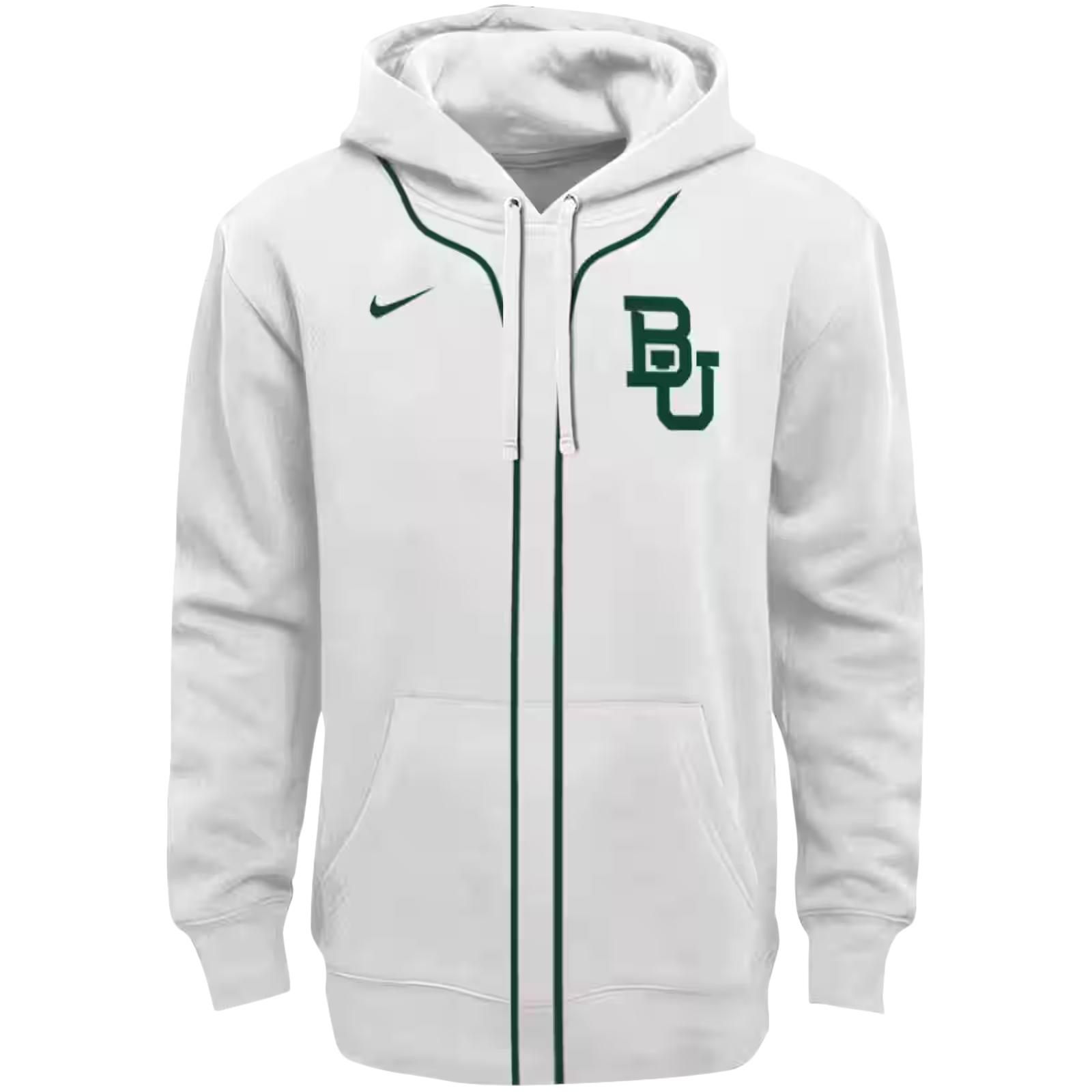 Custom Baylor Bears Sporty Stripe White Hoodie