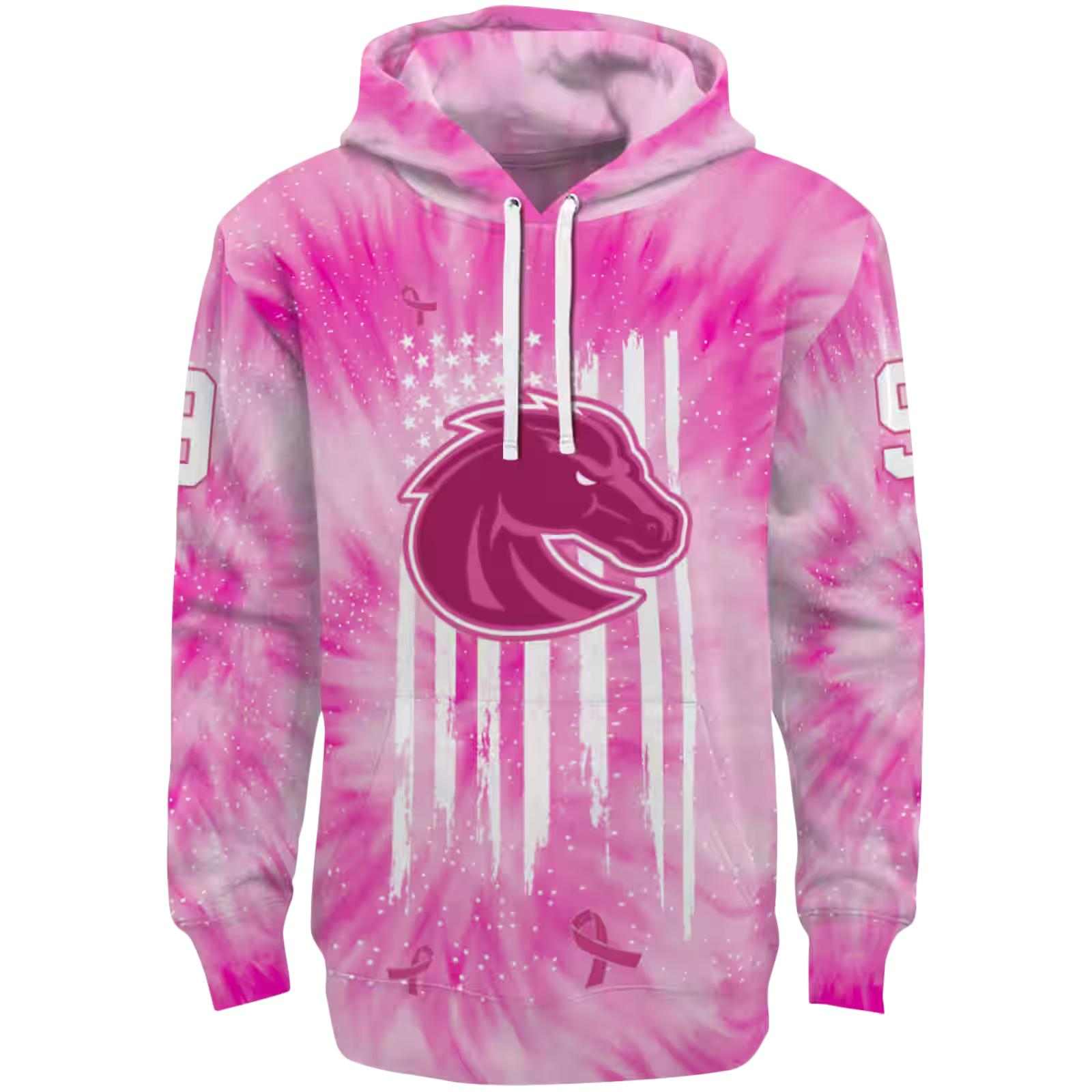 Custom Boise State Broncos Cancer Support Pink Hoodie
