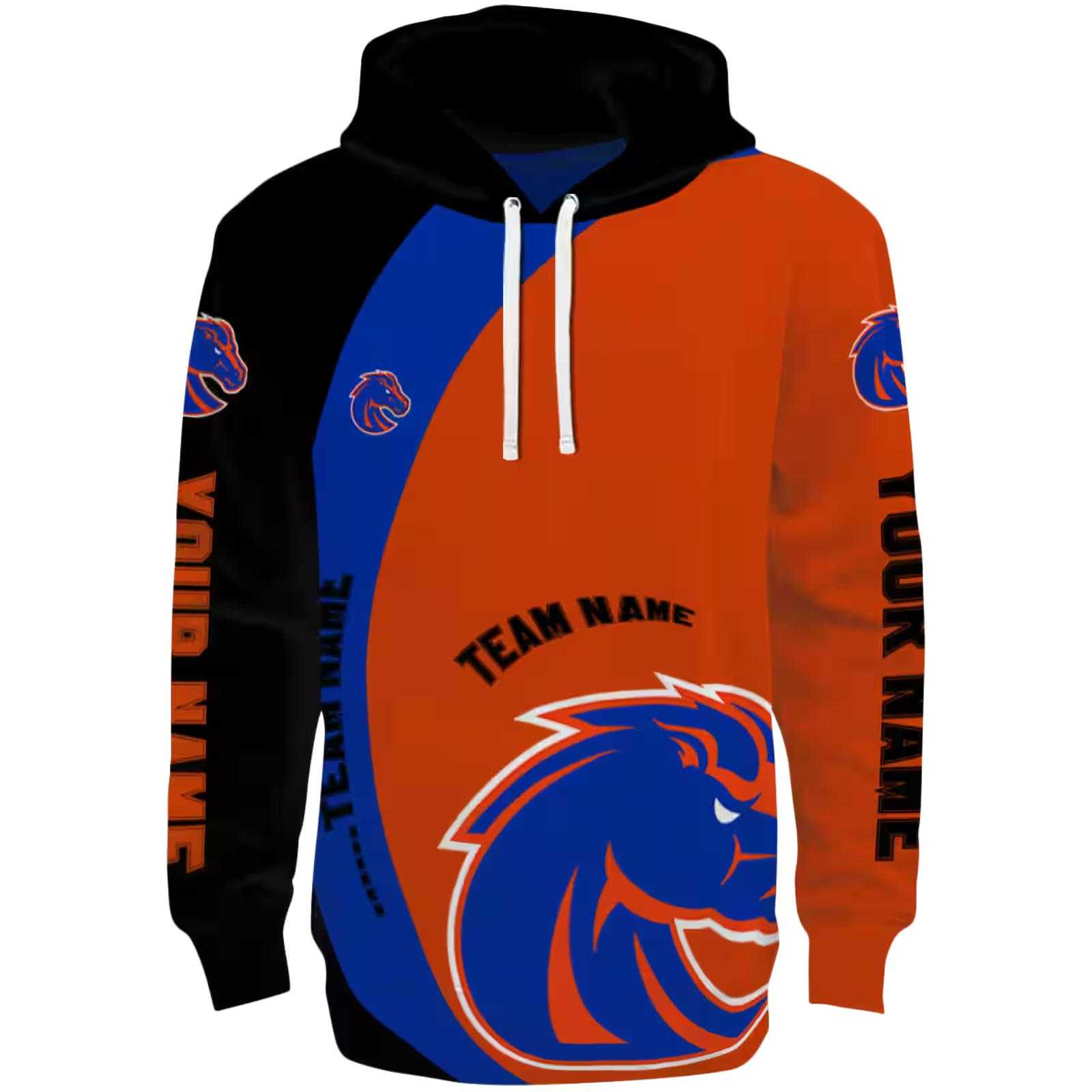 Custom Boise State Broncos Minimalist Design Orange Black Hoodie