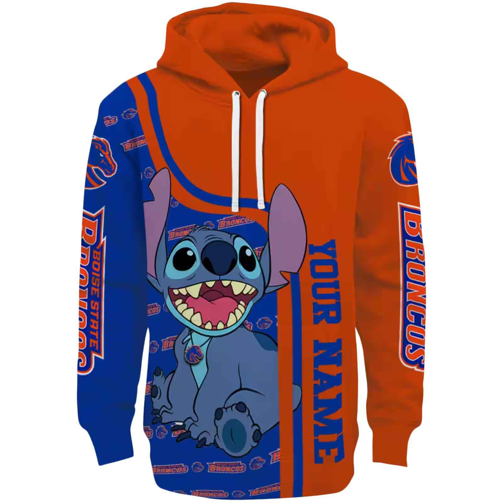 Custom Boise State Broncos Stitch Orange Hoodie