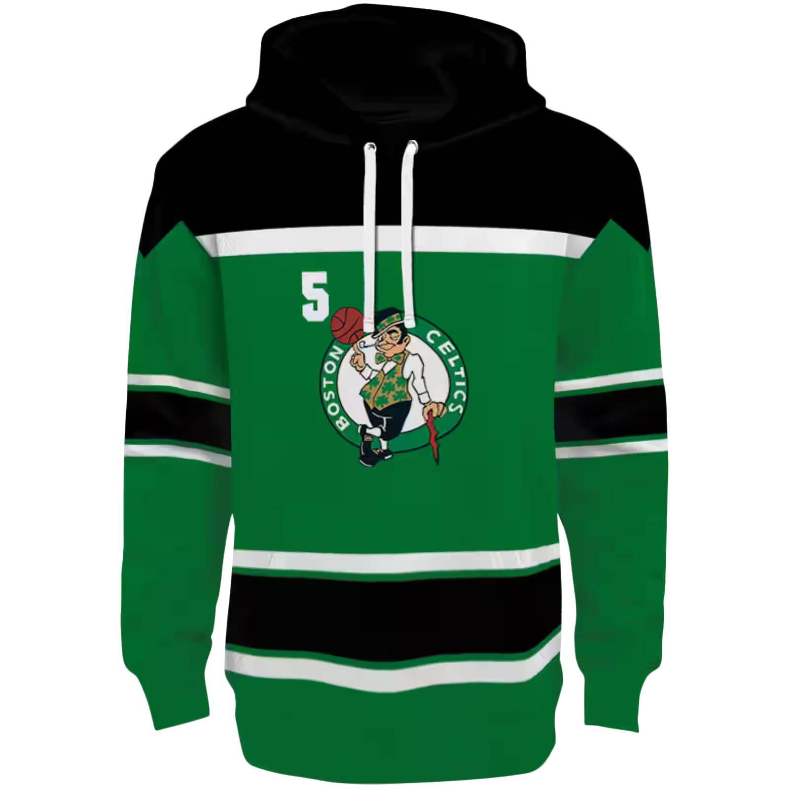 Custom Boston Celtics Striped Pattern Green Hoodie