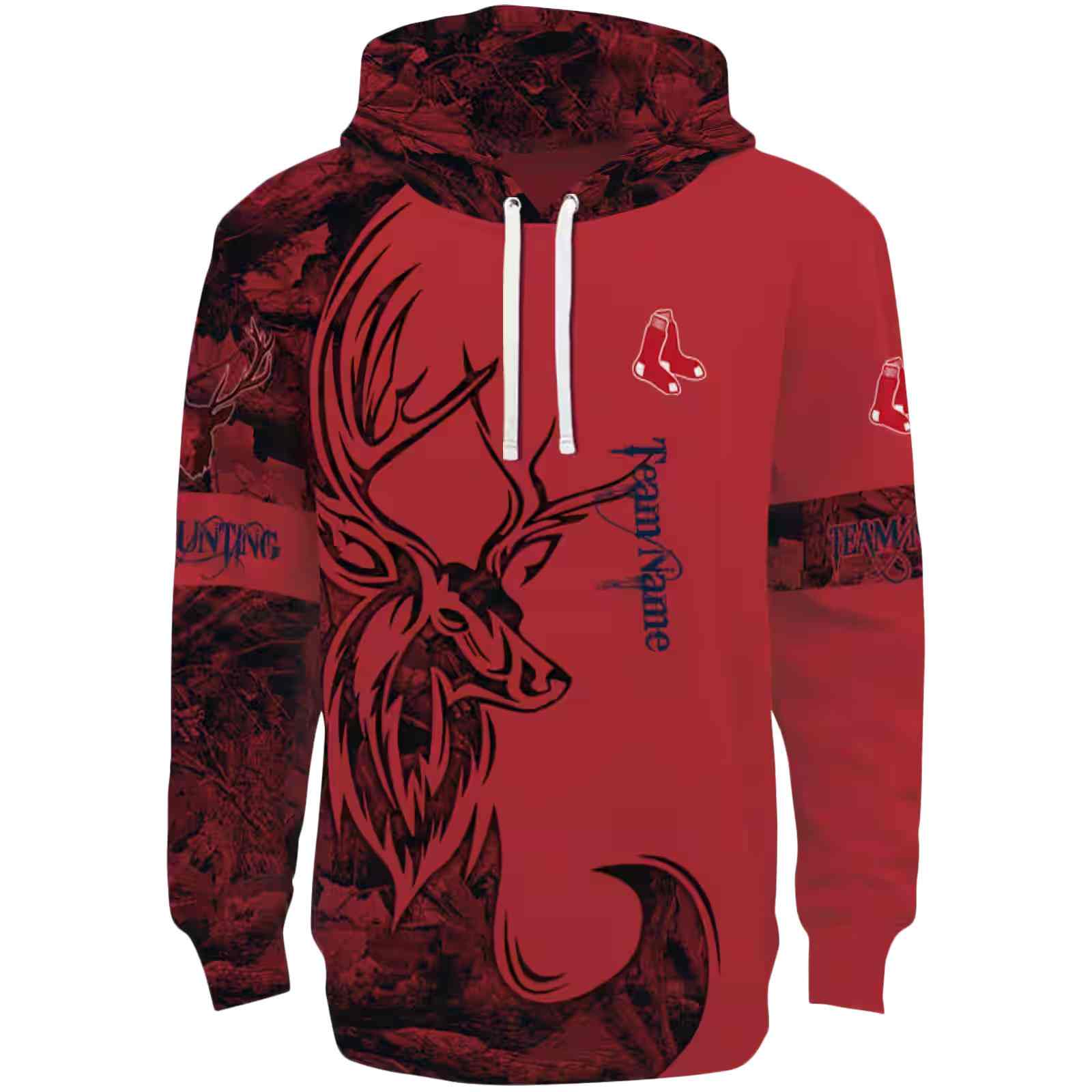 Custom Boston Red Sox Deer Silhouette Red Hoodie