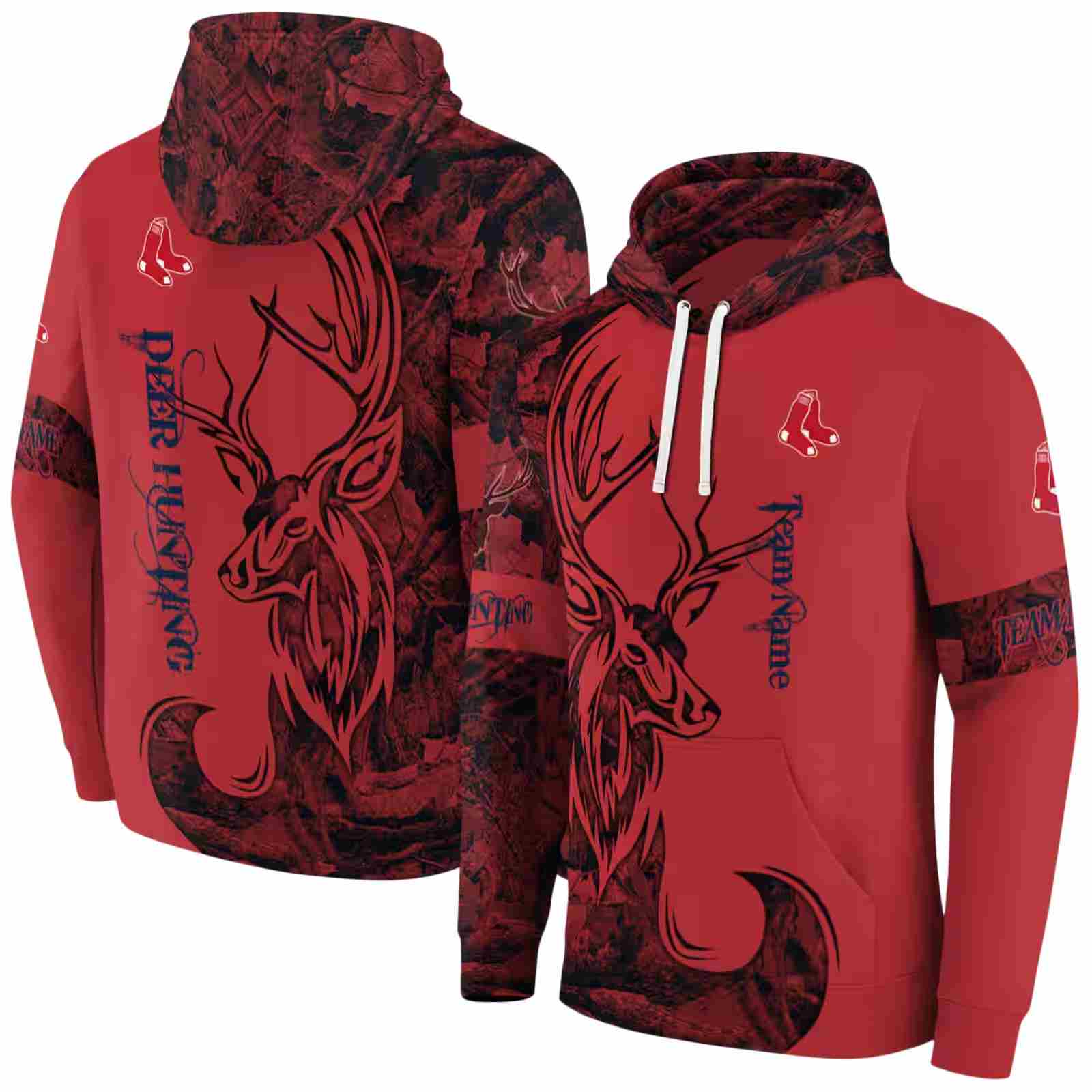 custom boston red sox deer silhouette red hoodie fashion forward