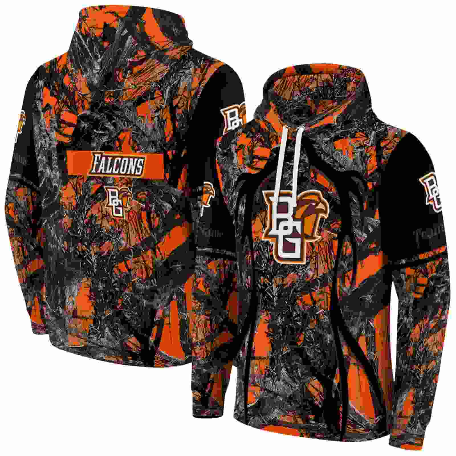 custom bowling green falcons hunting theme orange black hoodie fashion forward
