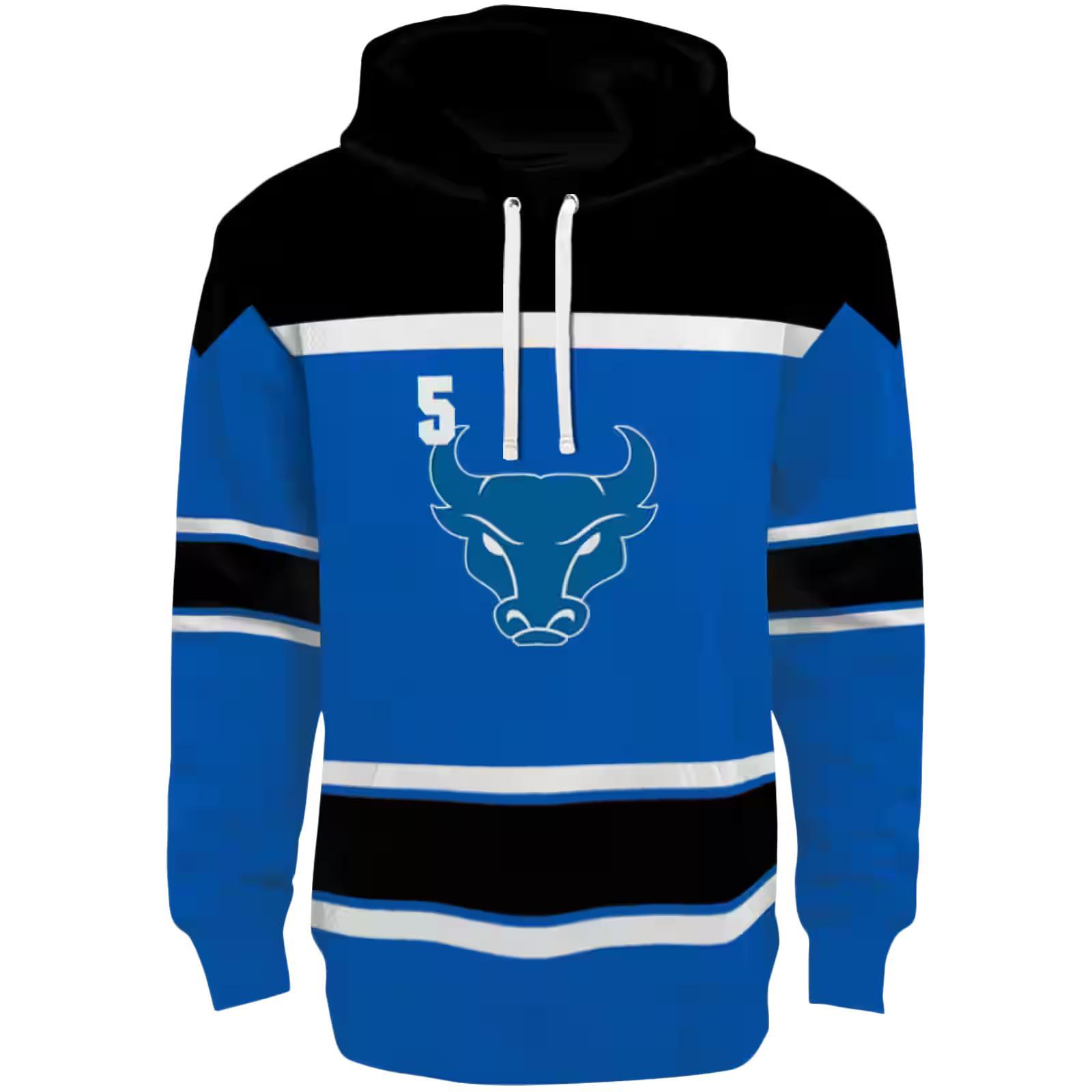 Custom Buffalo Bulls Striped Pattern Royal Blue Hoodie
