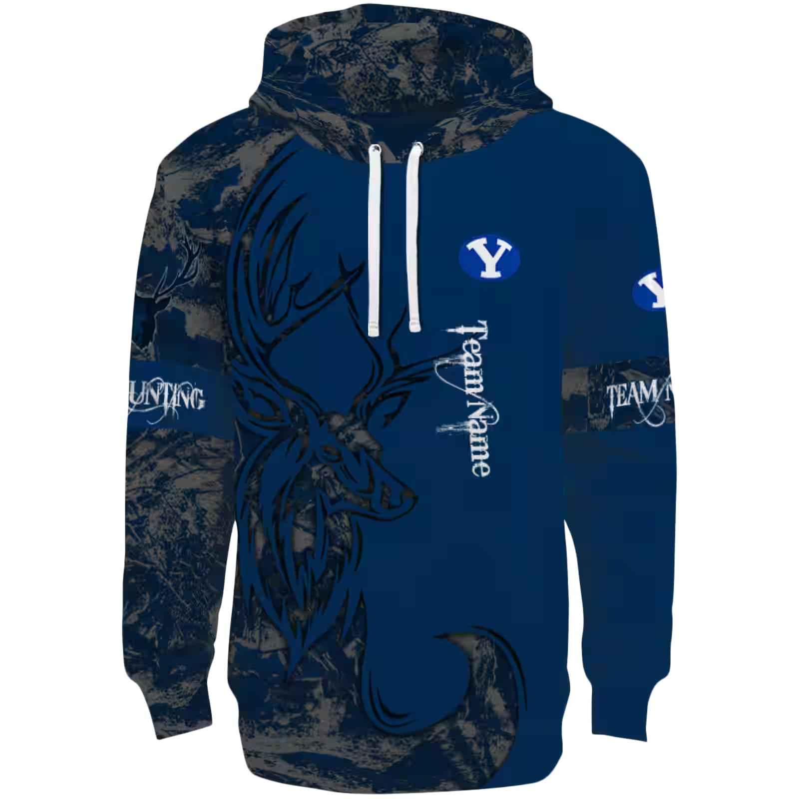 Custom BYU Cougars Deer Silhouette Blue Hoodie