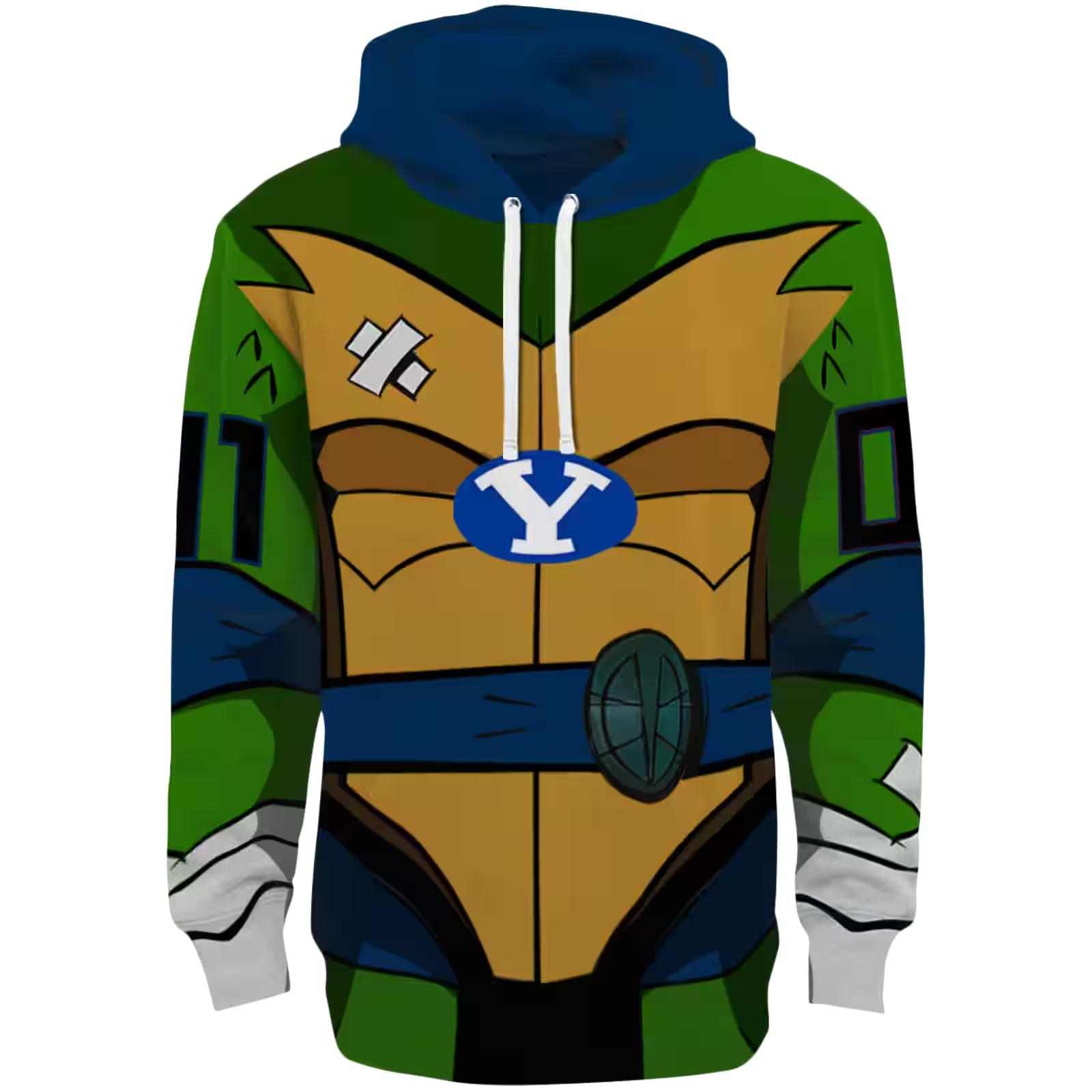 Custom BYU Cougars Superhero Armor Blue Green Hoodie