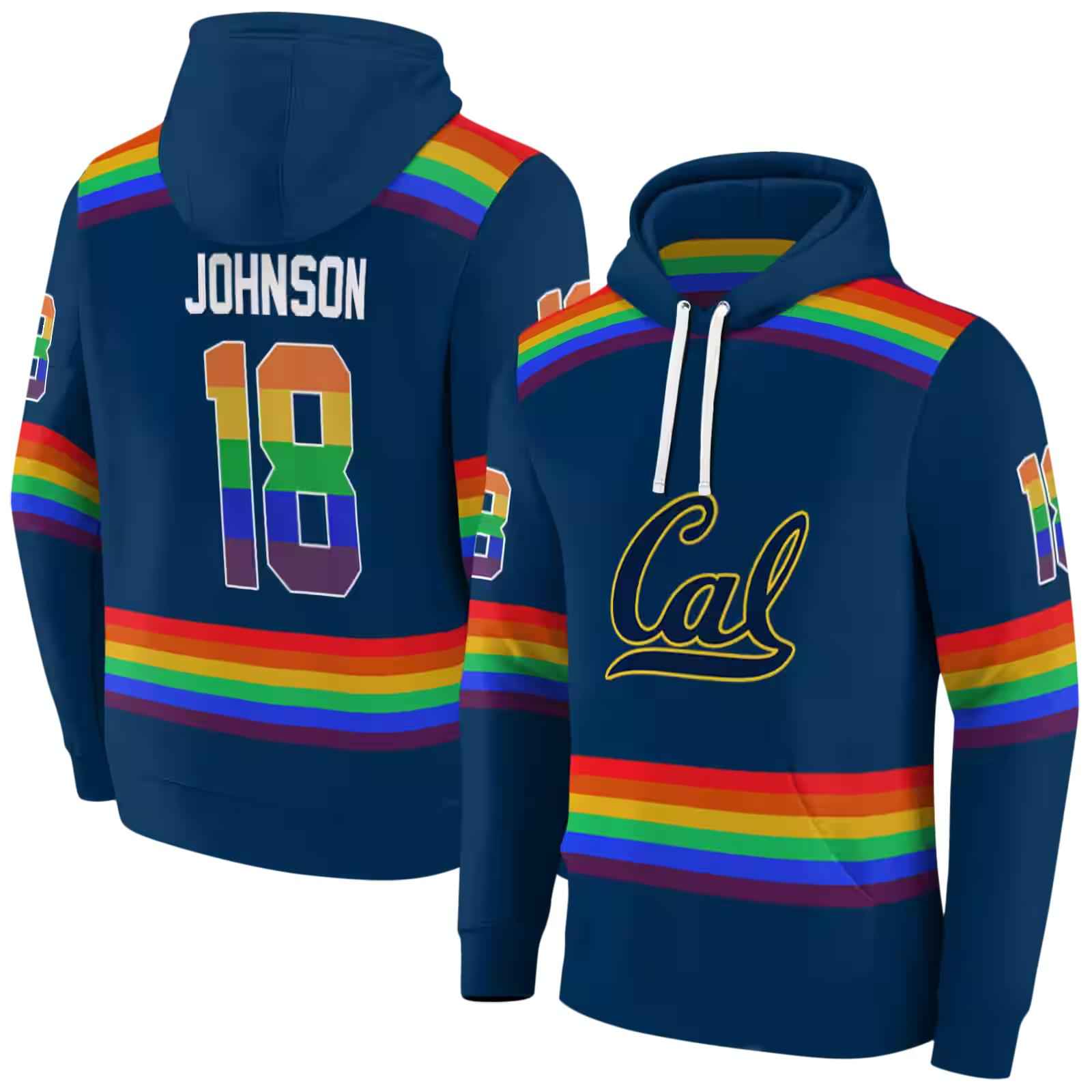 custom california golden bears rainbow stripes blue hoodie fashion forward 1