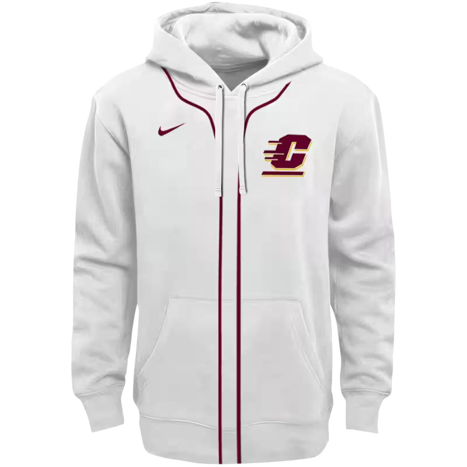 Custom Central Michigan Chippewas Sporty Stripe White Hoodie