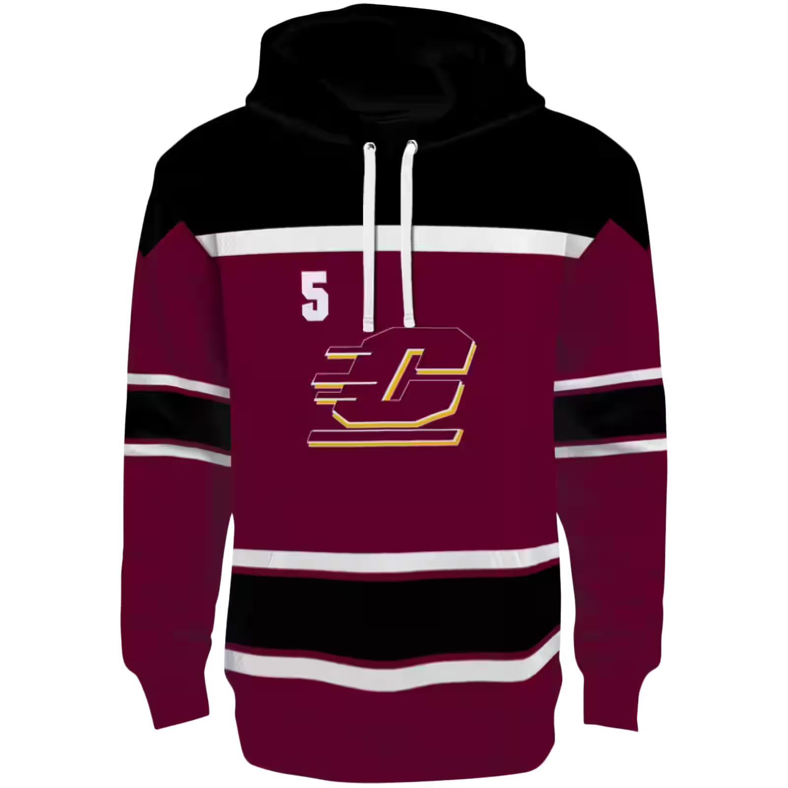 Custom Central Michigan Chippewas Striped Pattern Maroon Hoodie
