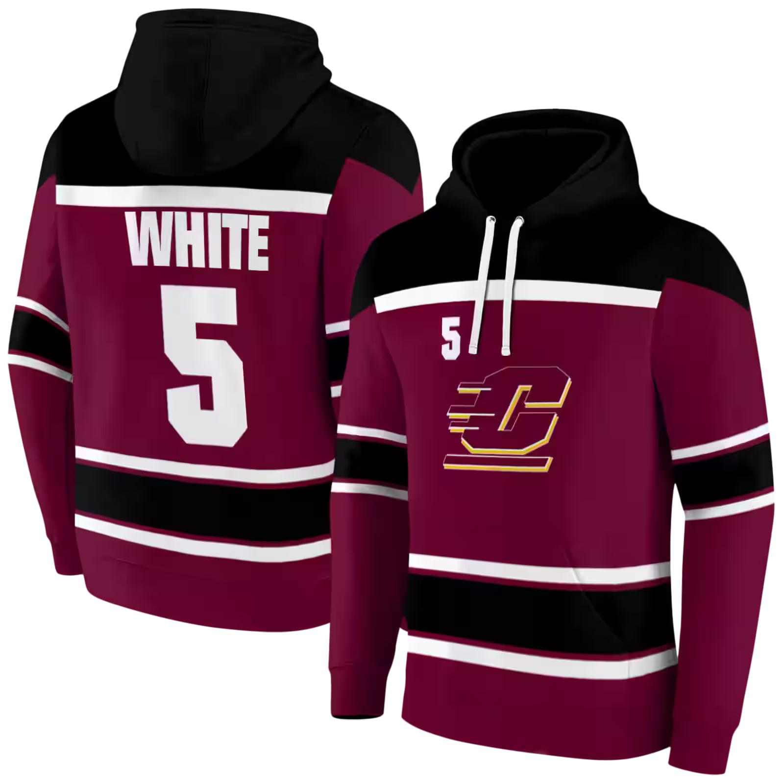 custom central michigan chippewas striped pattern maroon hoodie fashion forward