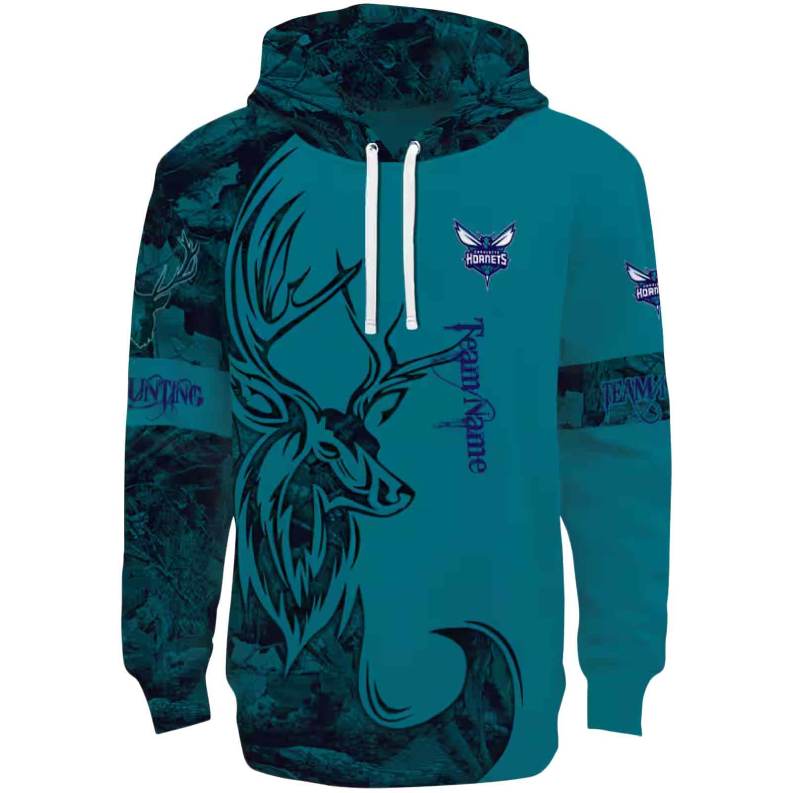 Custom Charlotte Hornets Deer Silhouette Teal Hoodie