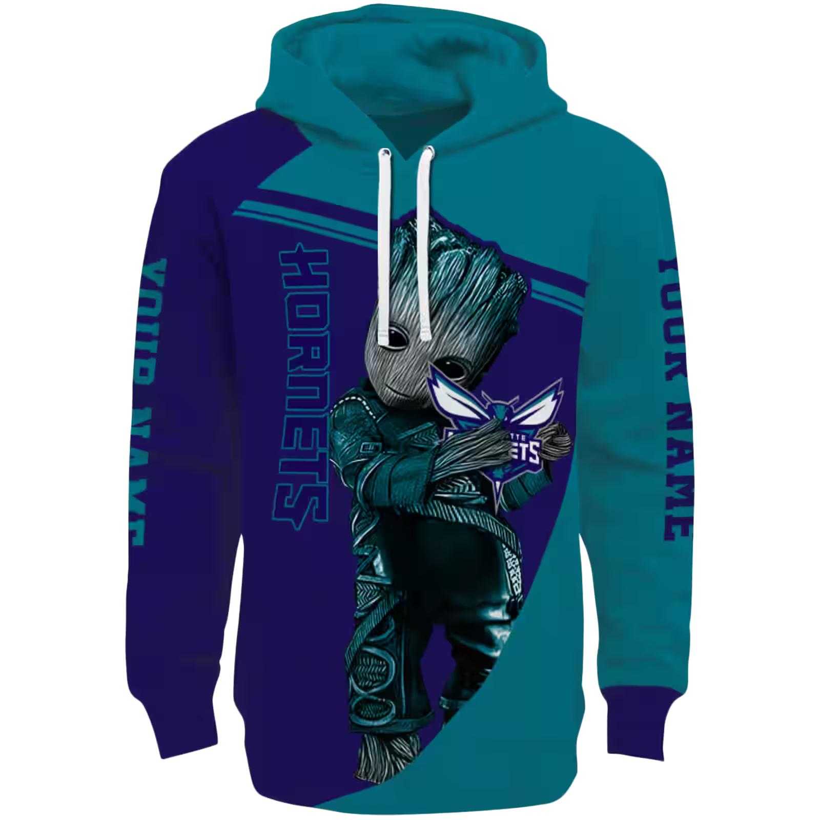 Custom Charlotte Hornets Groot Teal Hoodie