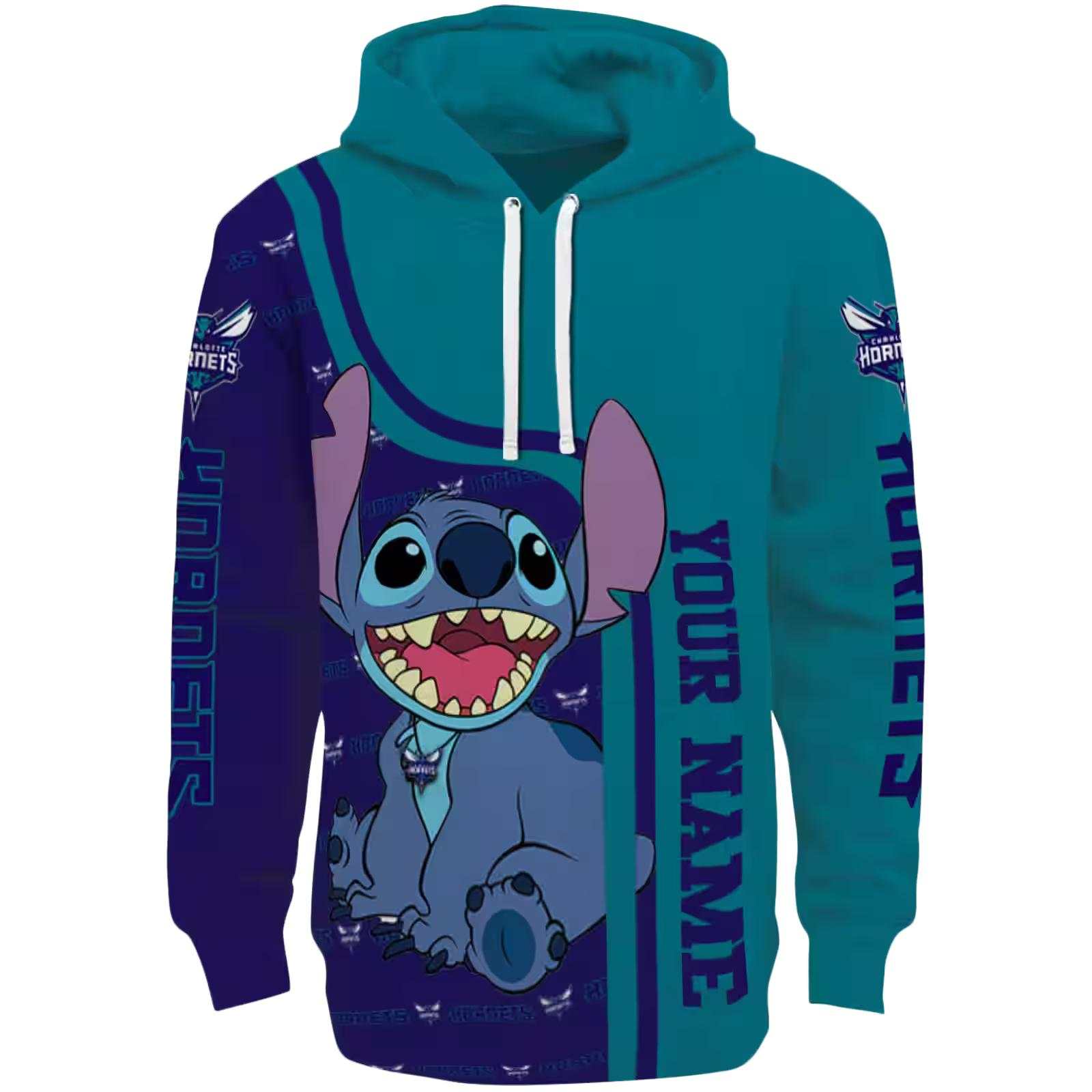 Custom Charlotte Hornets Stitch Teal Hoodie