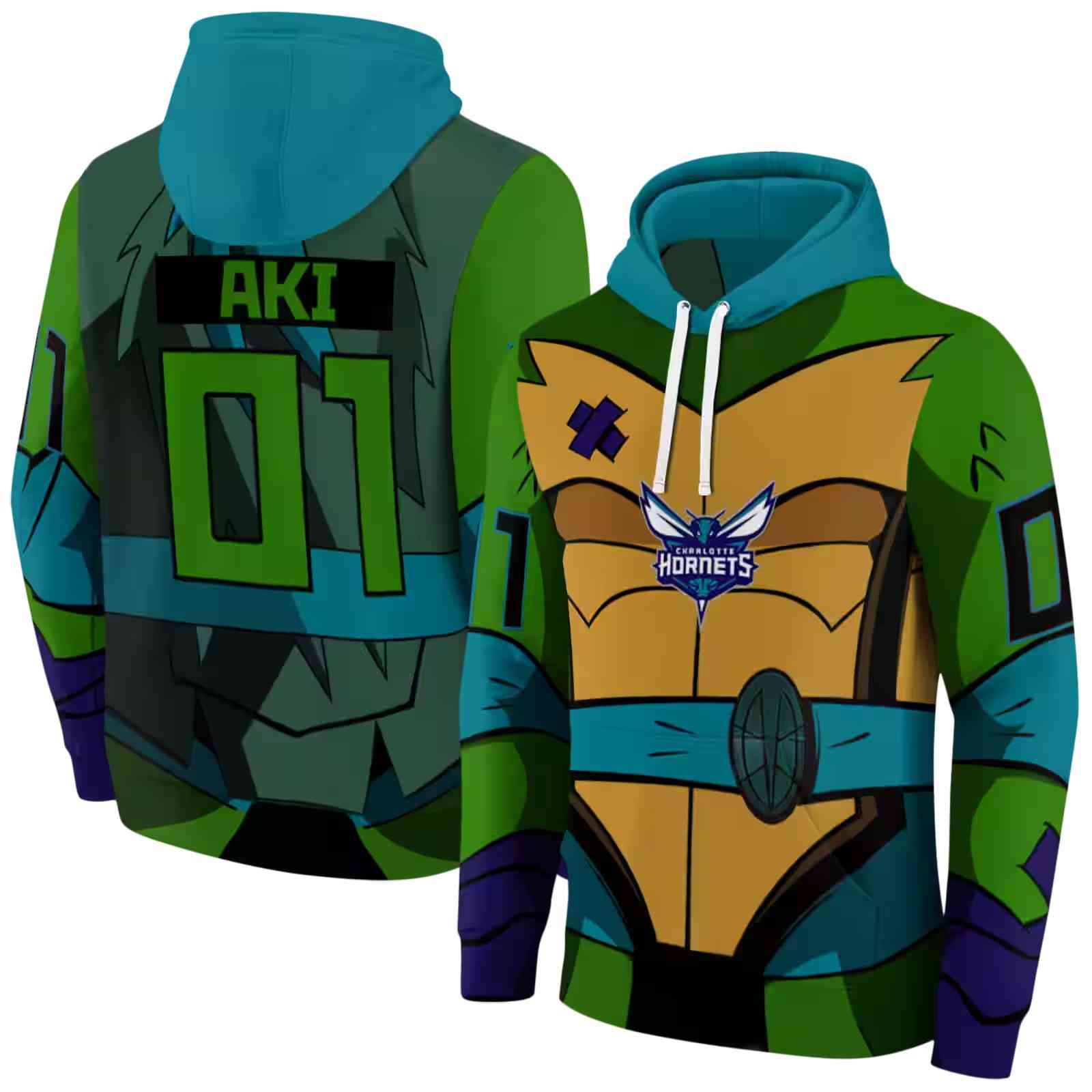 custom charlotte hornets superhero armor teal green hoodie fashion forward