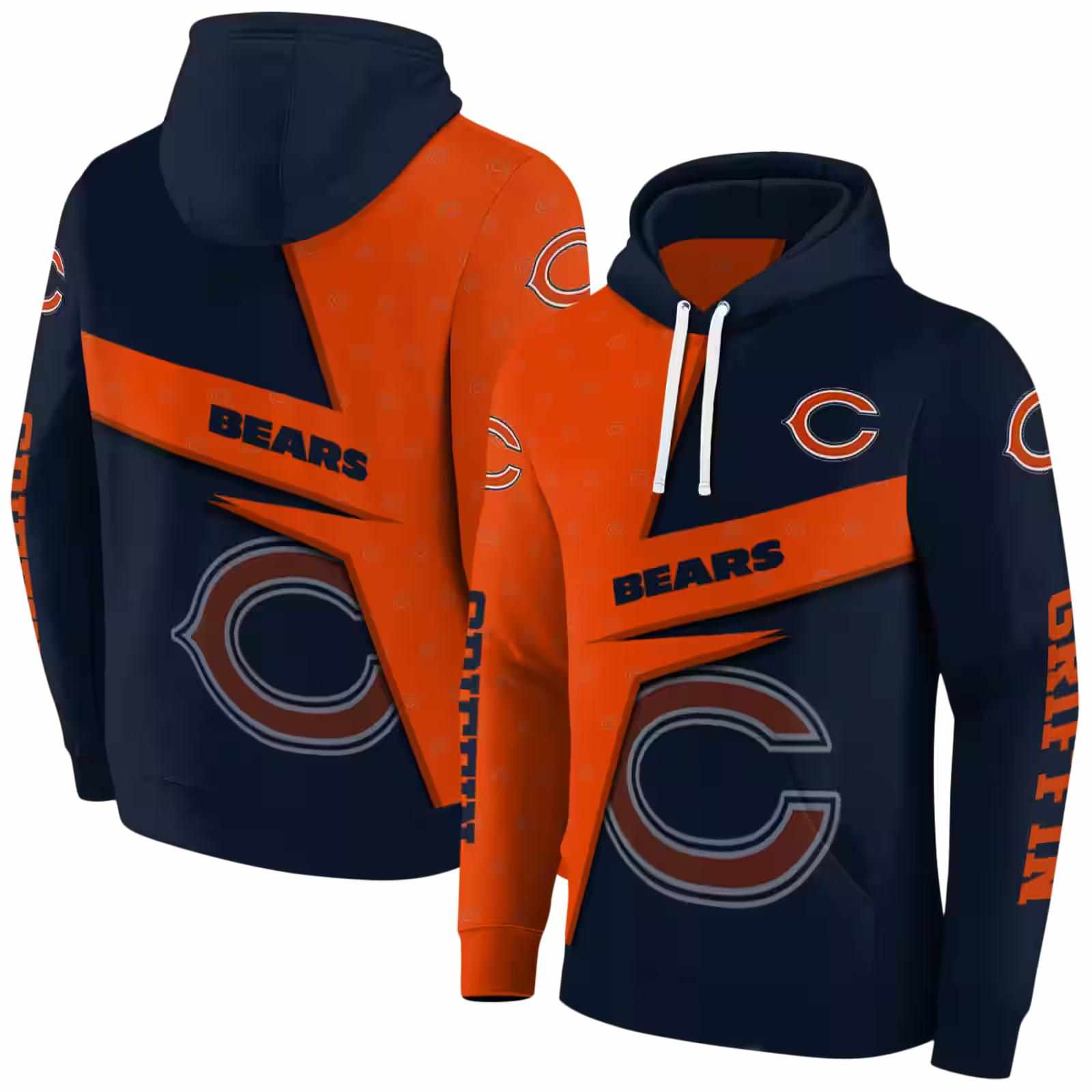 custom chicago bears abstract shape blue hoodie fashion forward