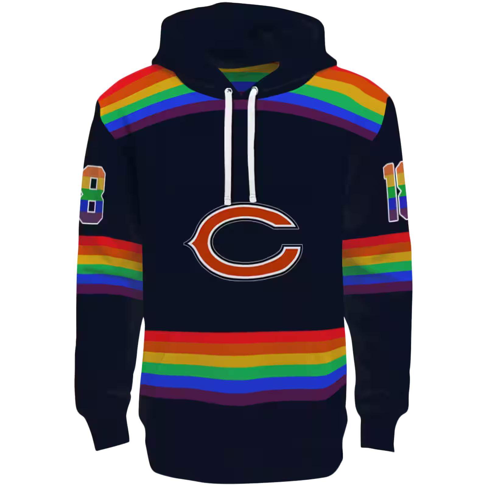 Custom Chicago Bears Rainbow Stripes Blue Hoodie