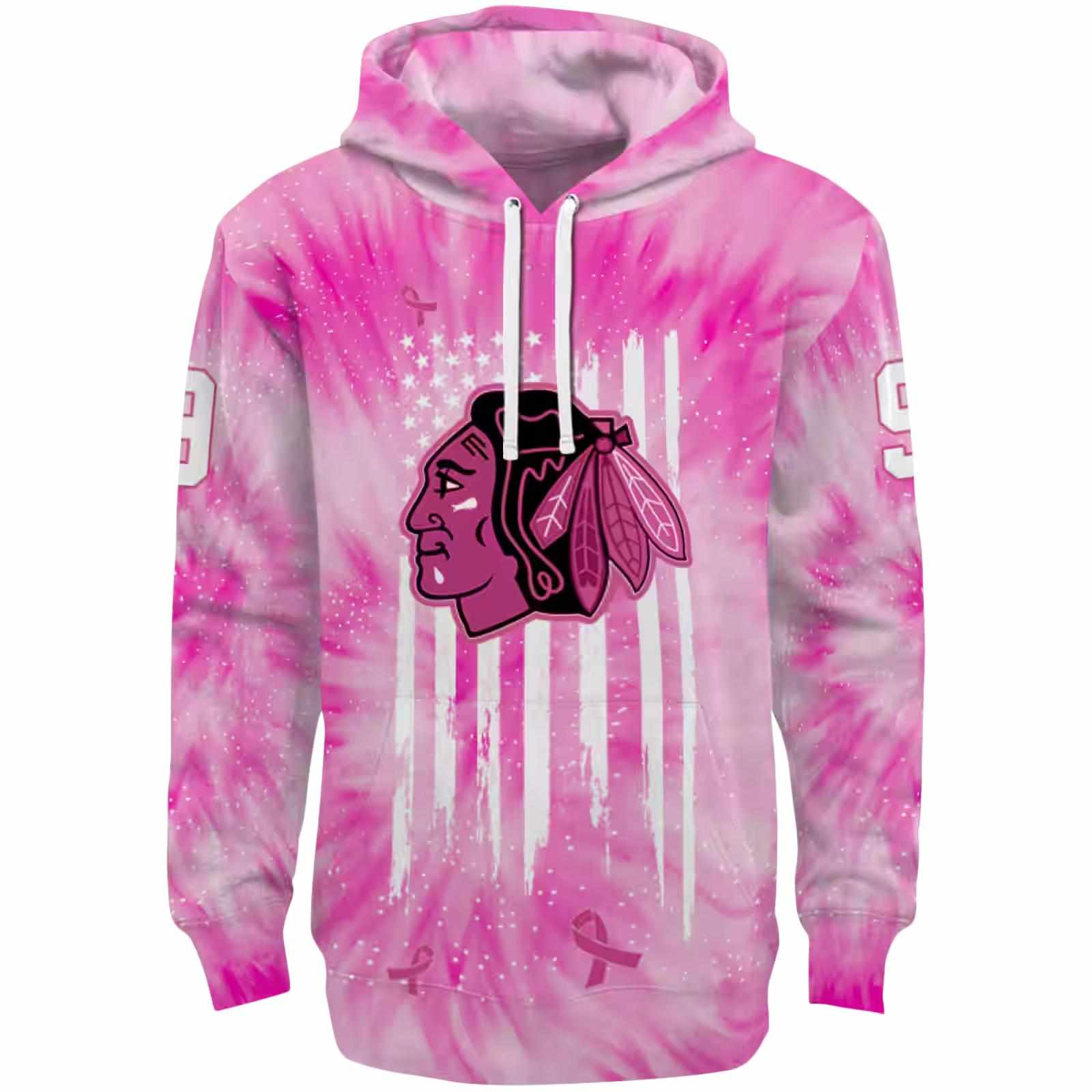 Custom Chicago Blackhawks Cancer Support Pink Hoodie