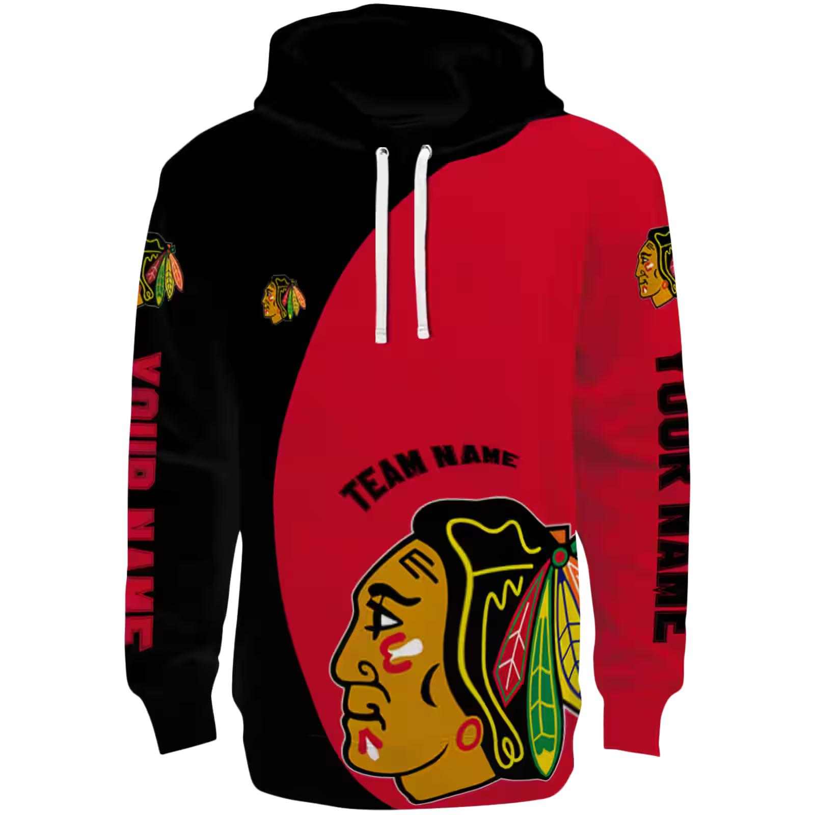 Custom Chicago Blackhawks Minimalist Design Red Black Hoodie