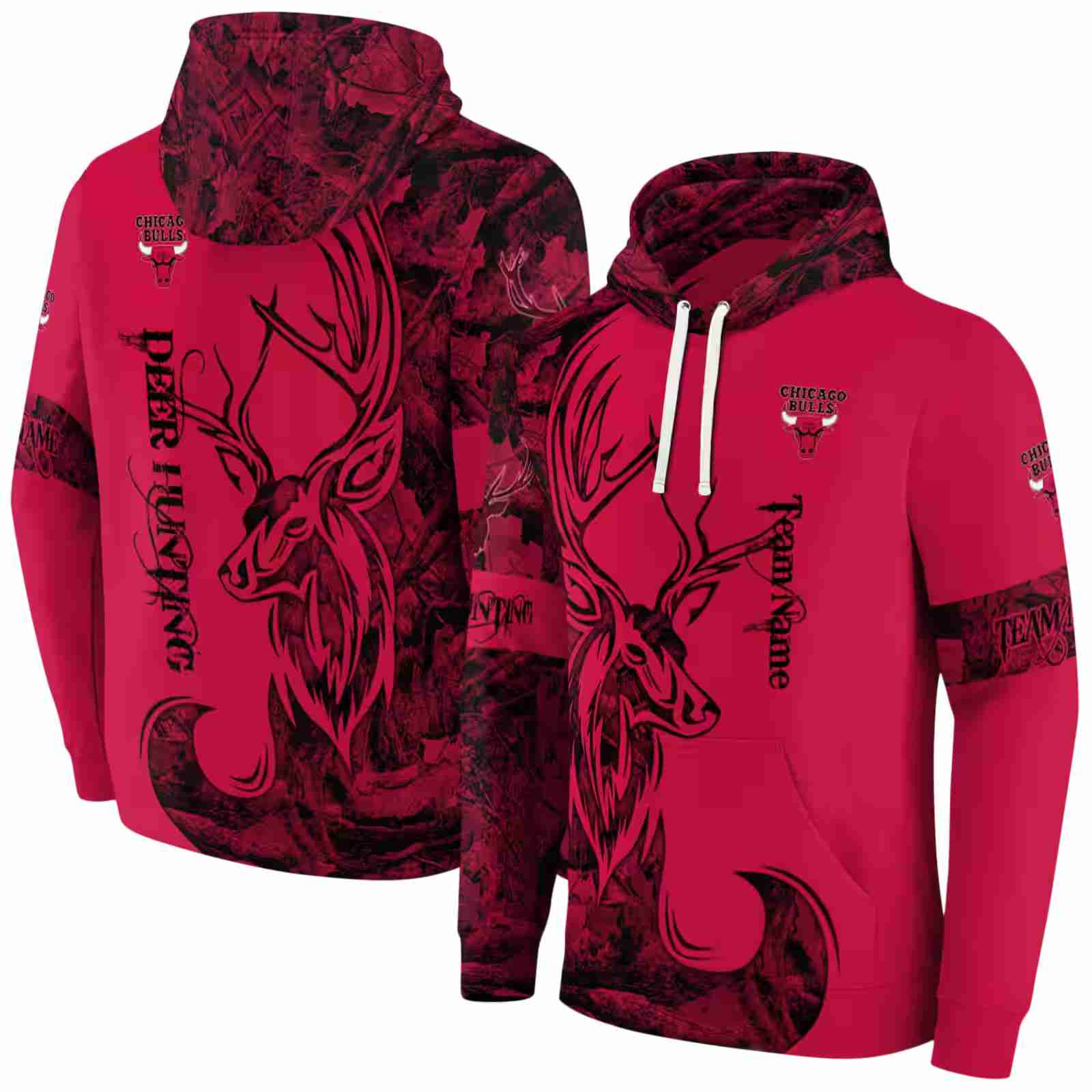 custom chicago bulls deer silhouette red hoodie fashion forward