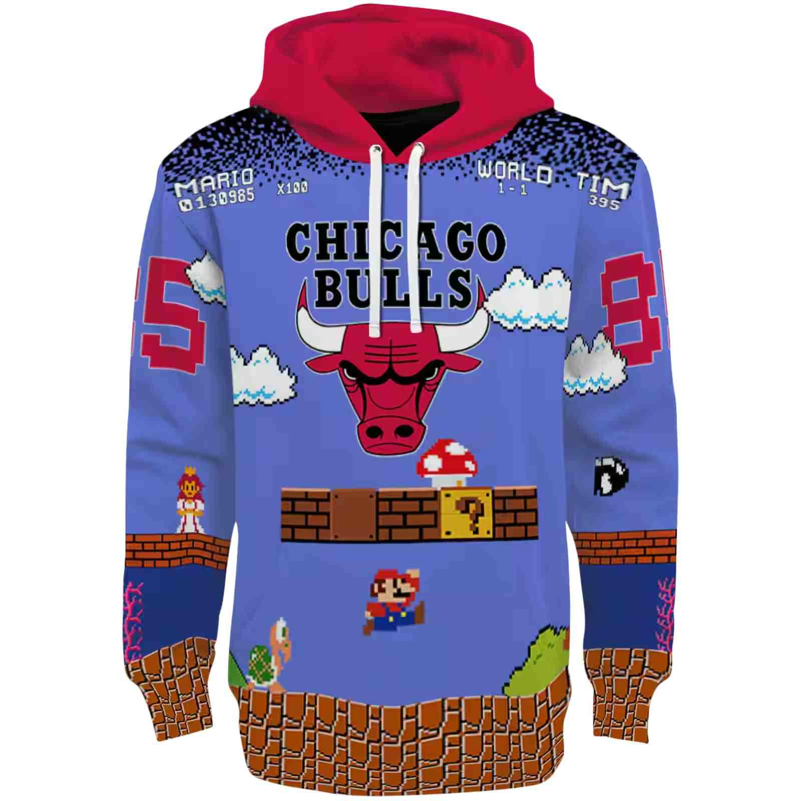 Custom Chicago Bulls Mario Blue Black Hoodie