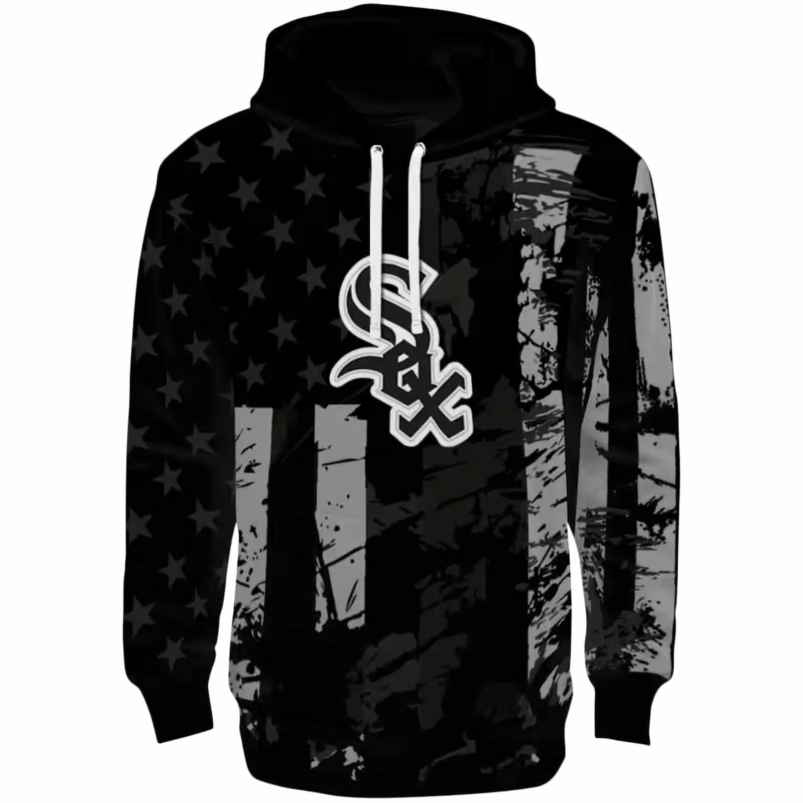 Custom Chicago White Sox Distressed Flag Black Hoodie