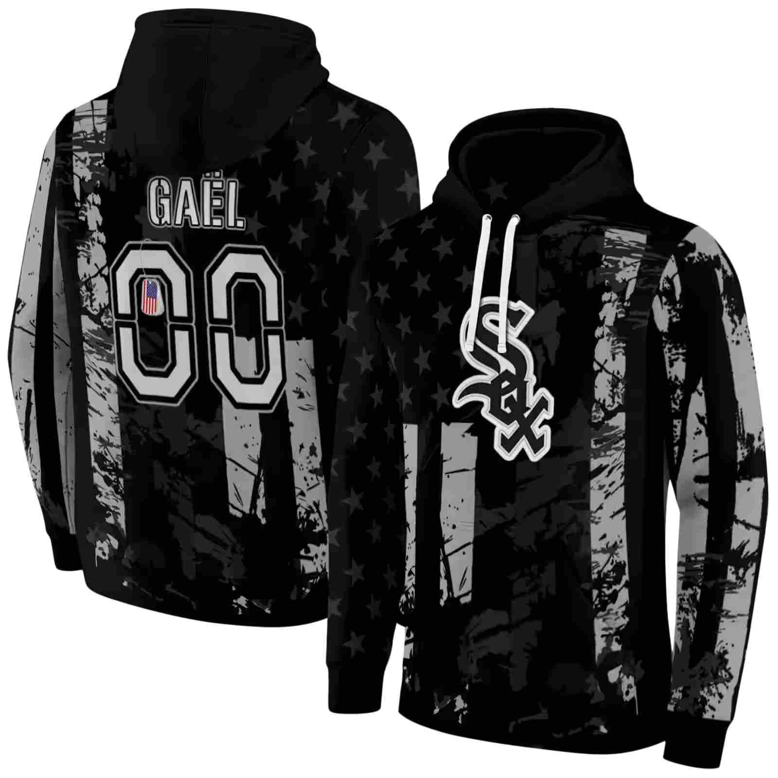 custom chicago white sox distressed flag black hoodie fashion forward