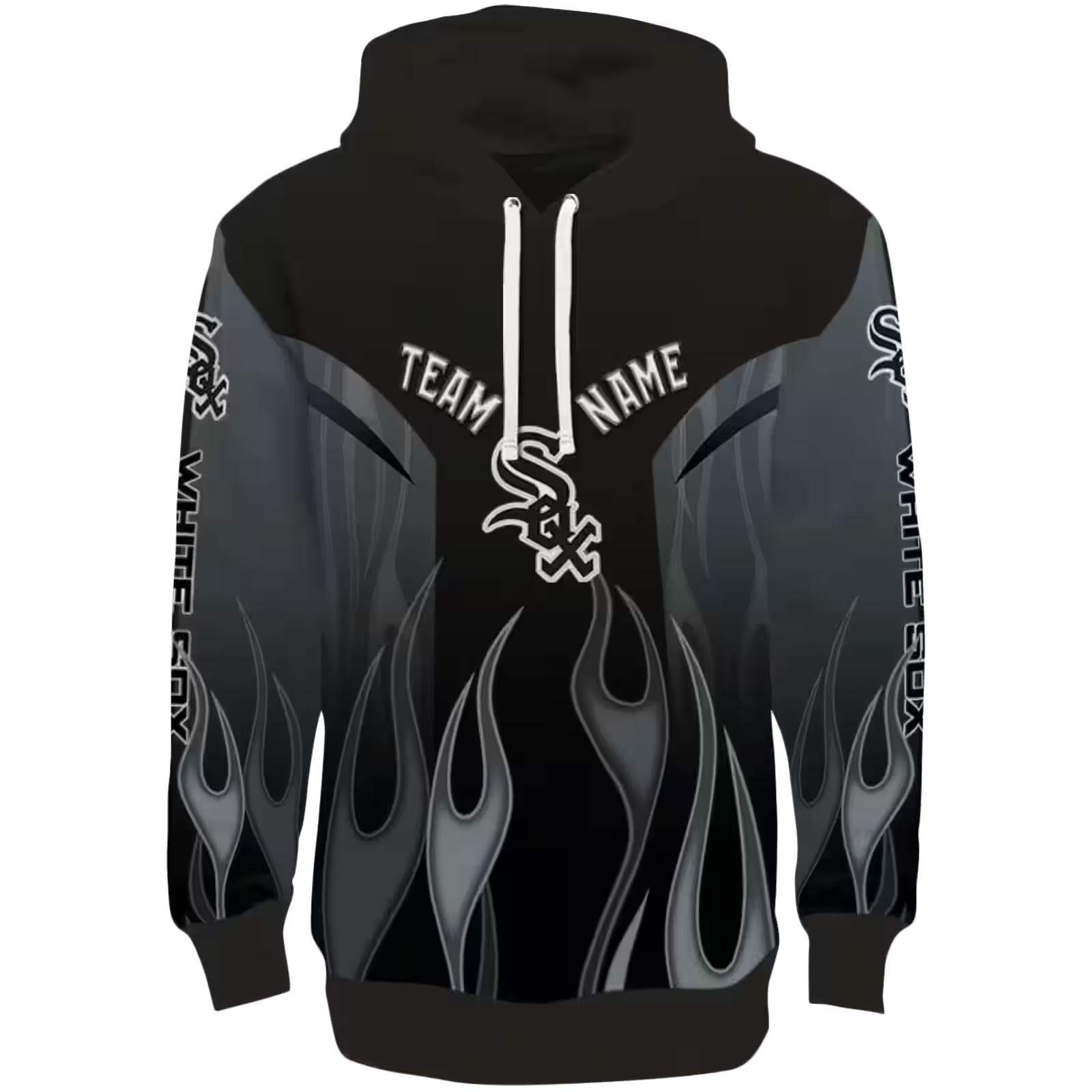 Custom Chicago White Sox Flame Design Black Hoodie