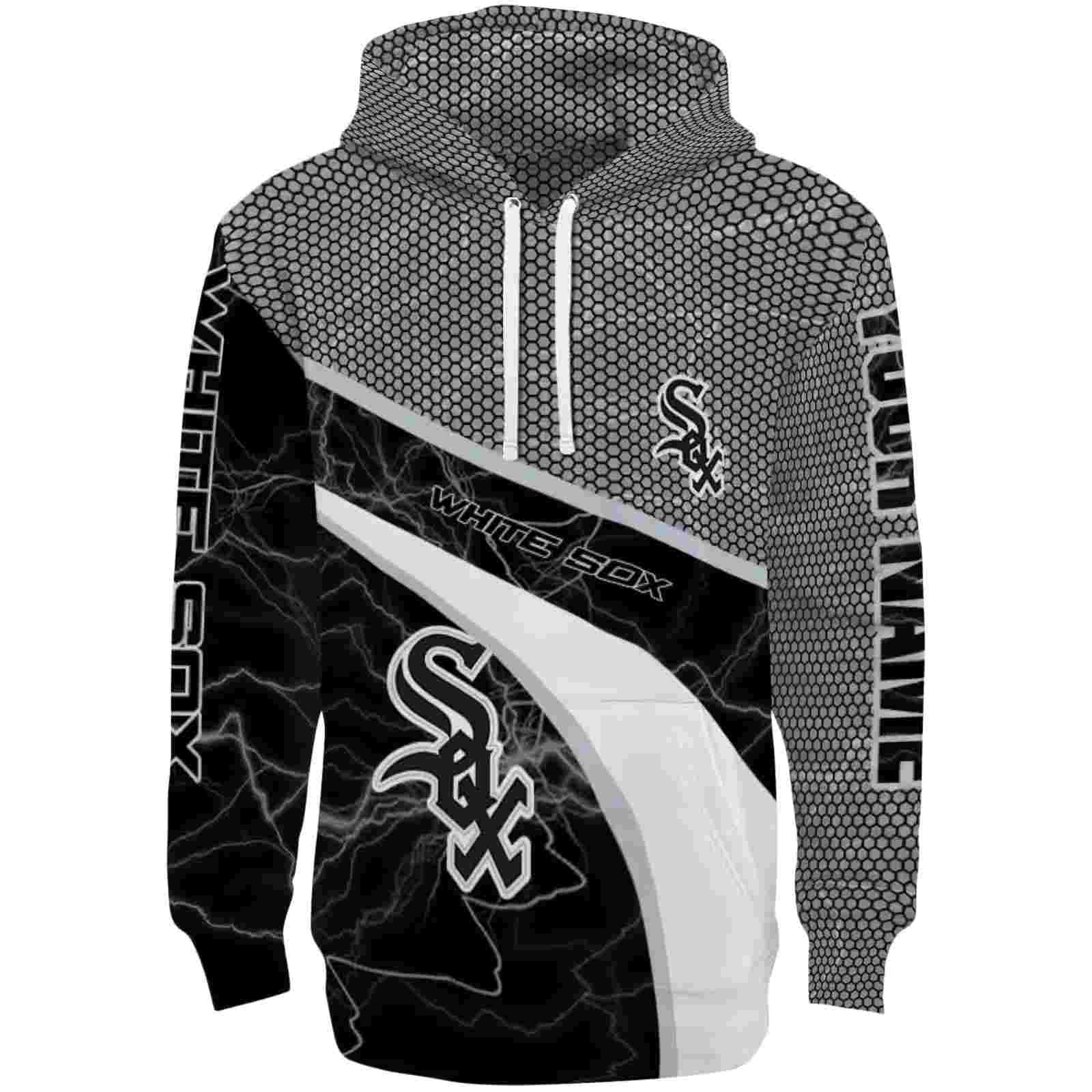 Custom Chicago White Sox Hexagonal Mesh Black Gray Hoodie