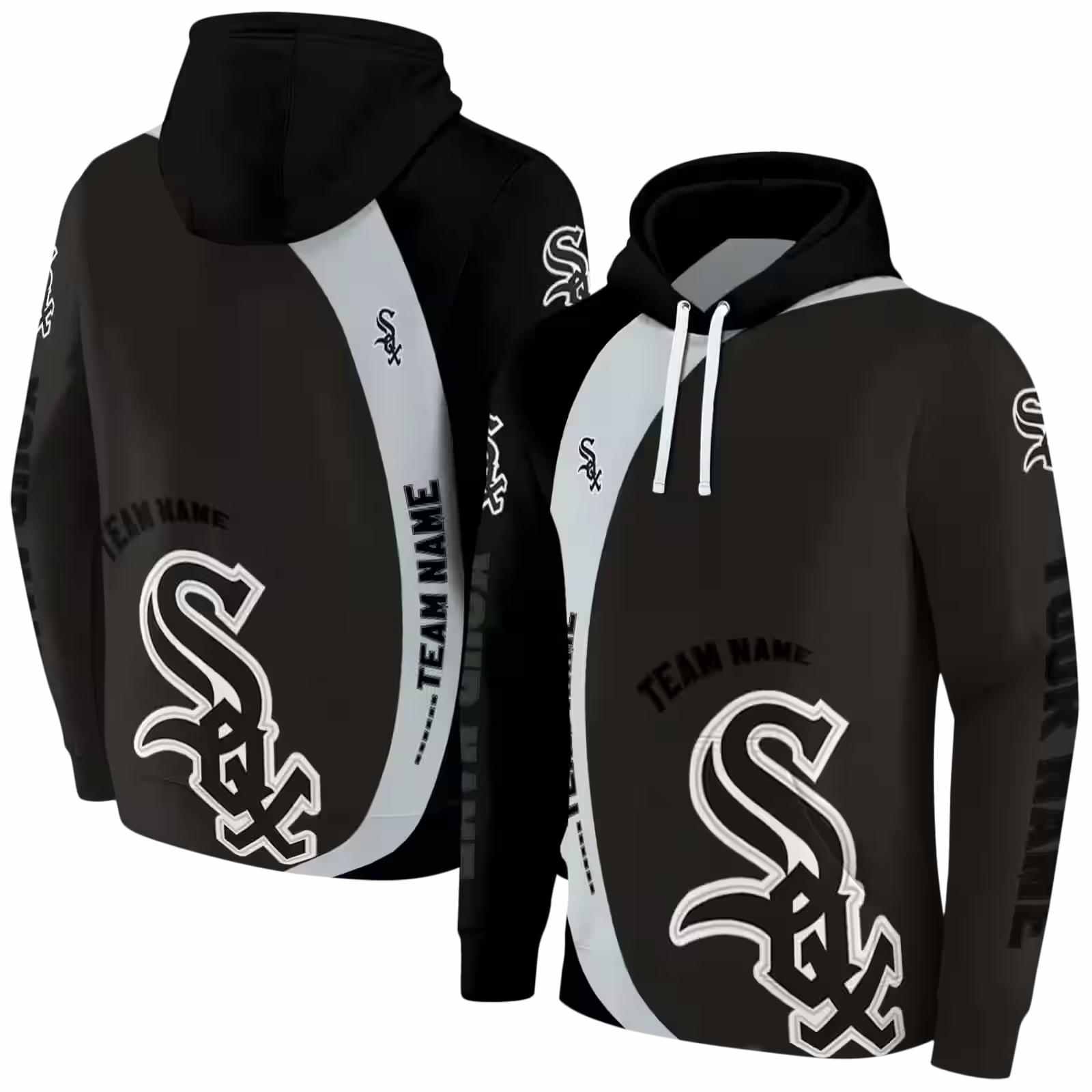 custom chicago white sox minimalist design black hoodie fashion forward