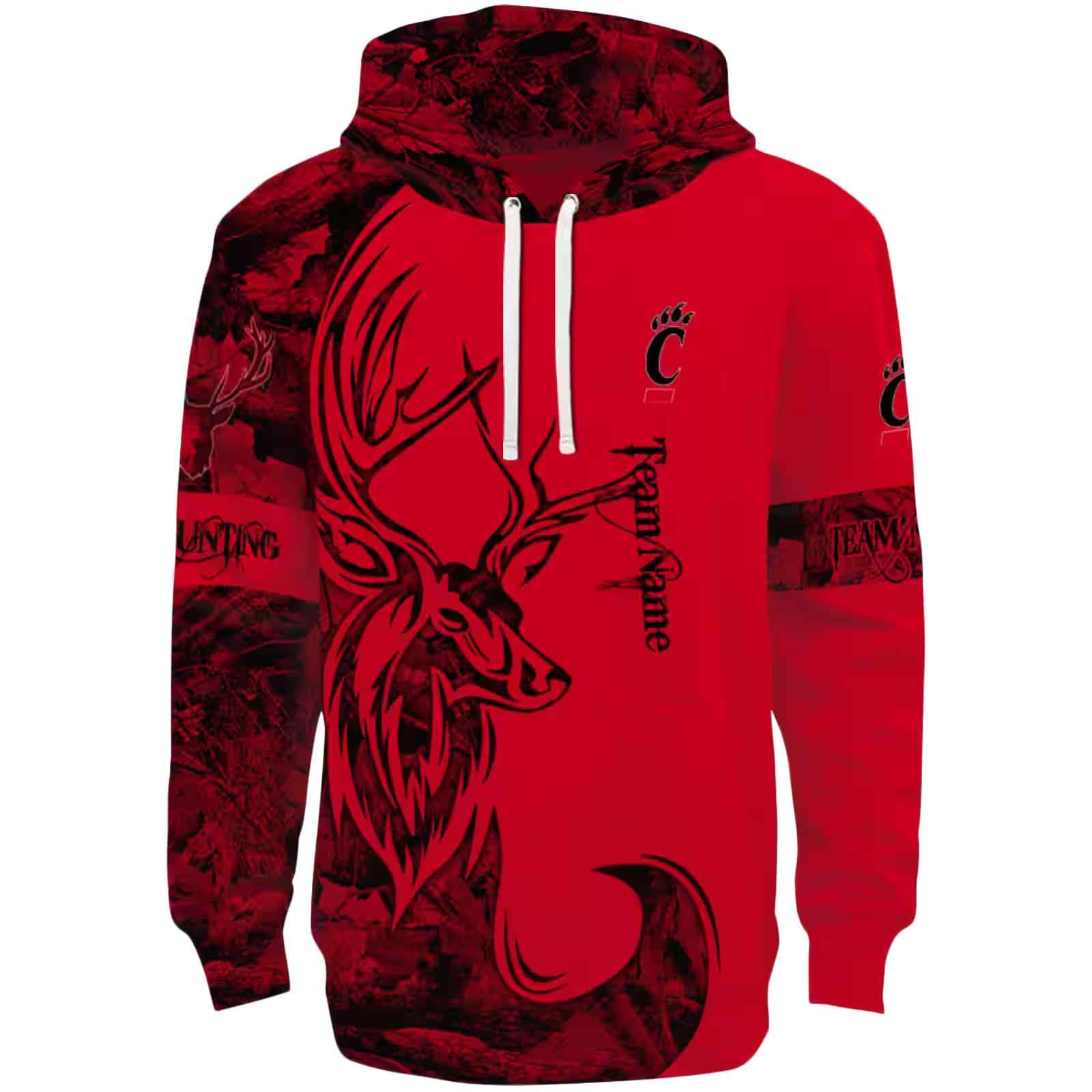 Custom Cincinnati Bearcats Deer Silhouette Red Hoodie