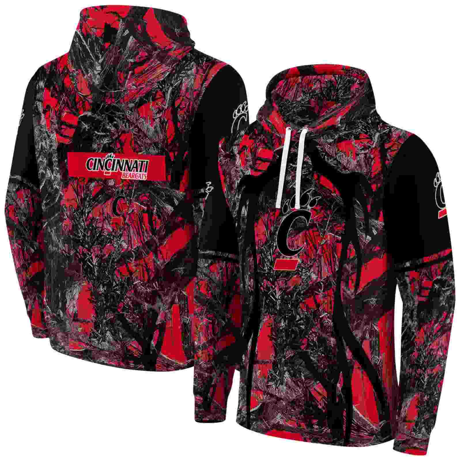 custom cincinnati bearcats hunting theme red black hoodie fashion forward